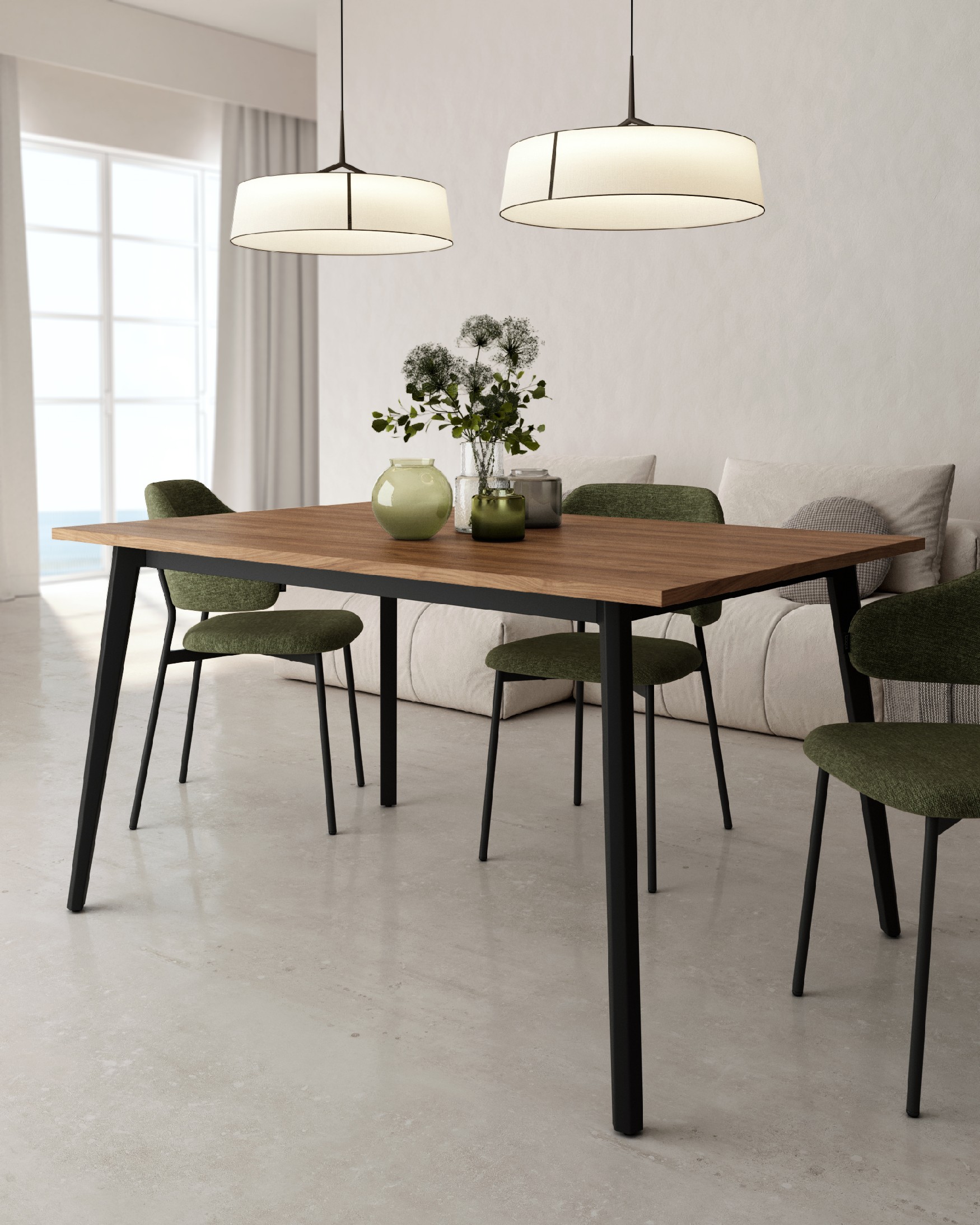 Kamba table with melamine java top and black metal legs 120 x 80 cm