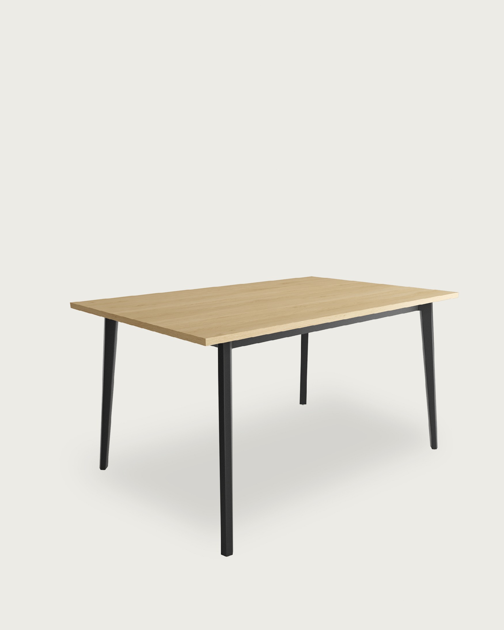 Kamba table with natural oak melamine top and black metal leg 160x90 cm