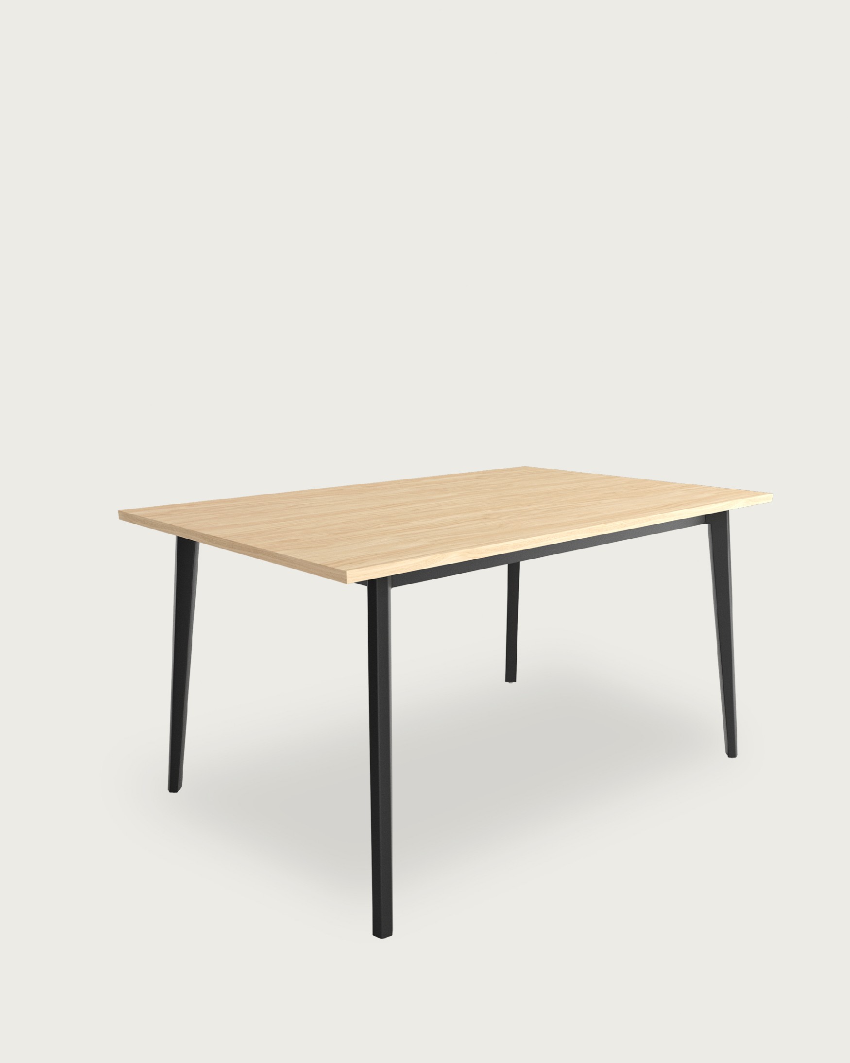 Table Kamba avec plateau en mélamine alpin et pied métallique noir 160 x 90 cm