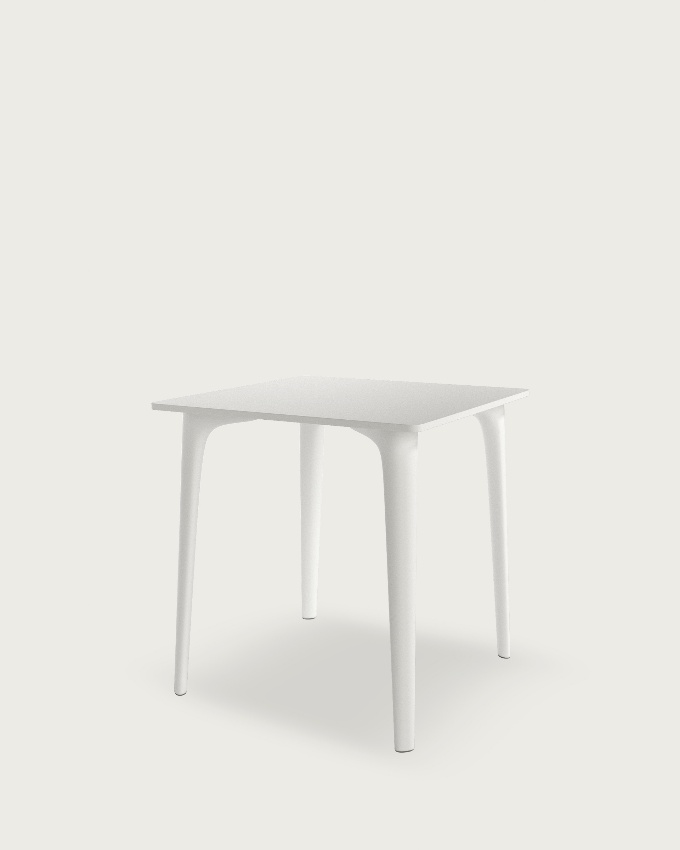 Mesa kara de exterior de polipropileno blanco 70 x 70 cm