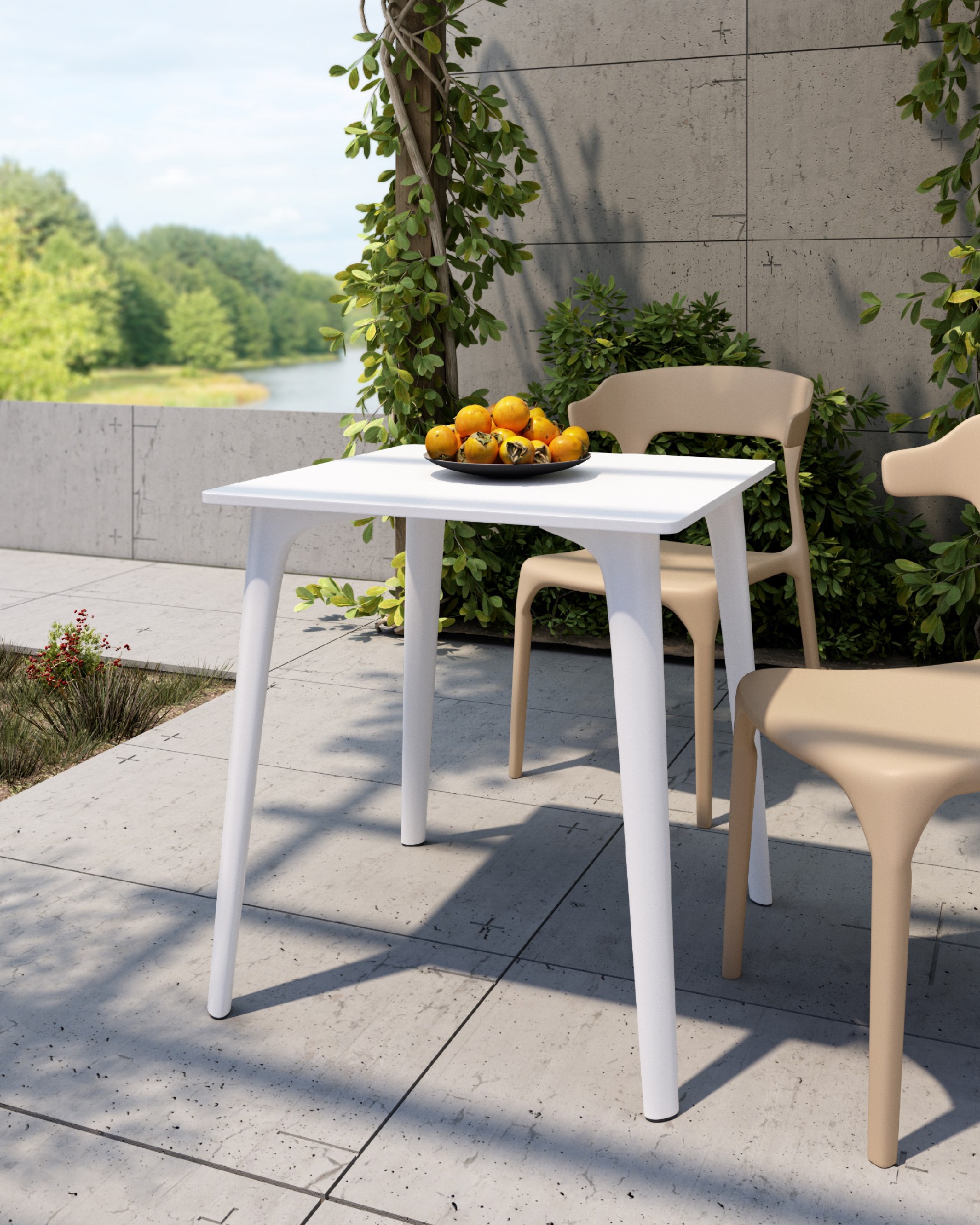 White polypropylene outdoor table 70 x 70 cm