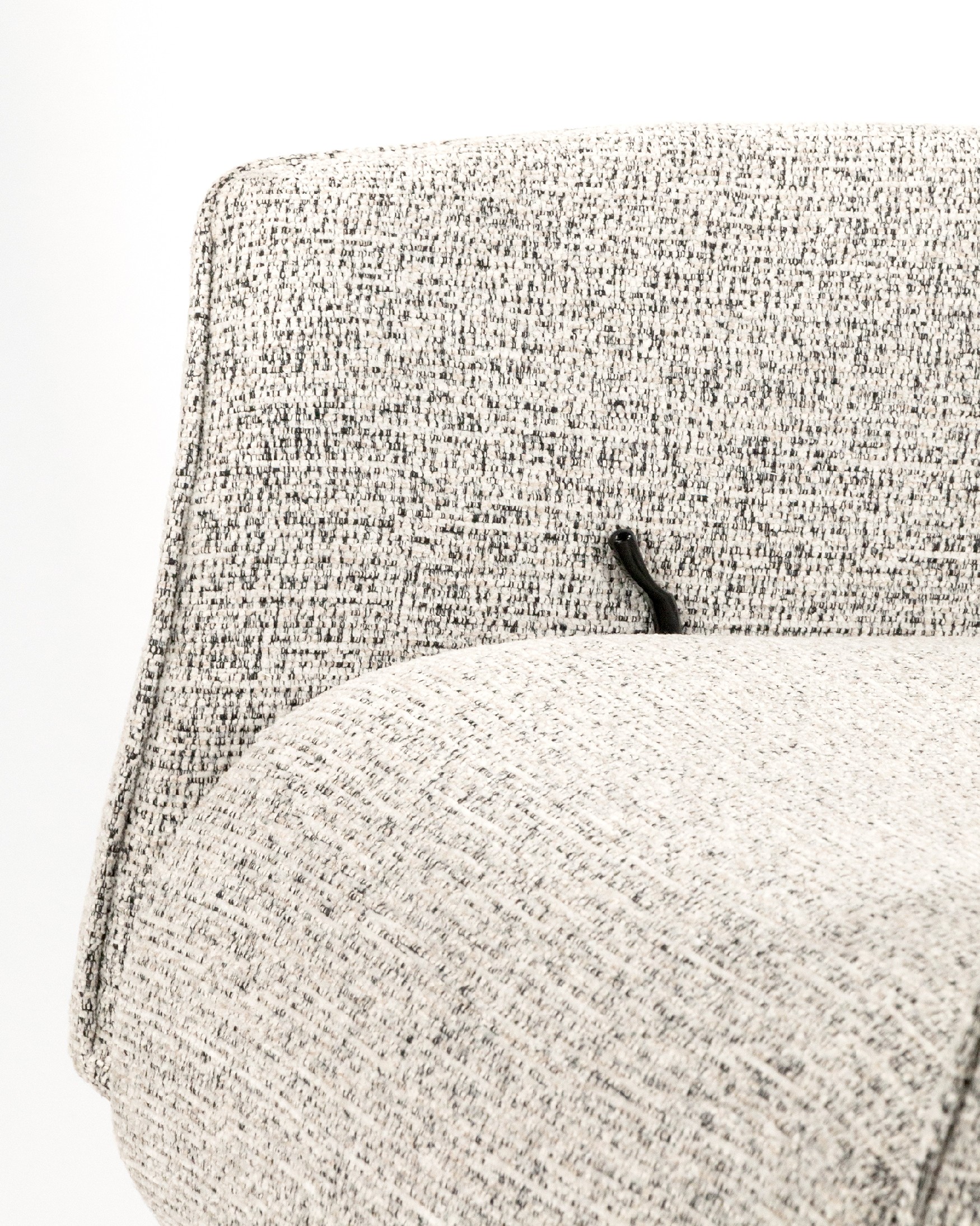 Kiara manual rotating relax armchair with speckled upholstery and black metal leg. With ottoman.