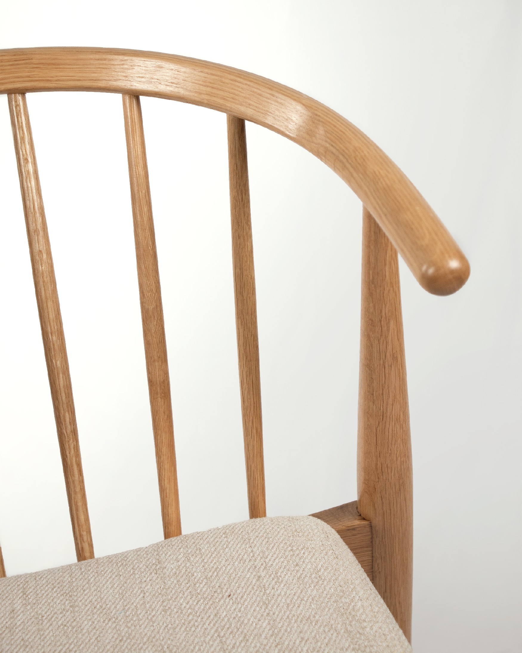 Kili chair with mother-of-pearl upholstery and natural oak frame
