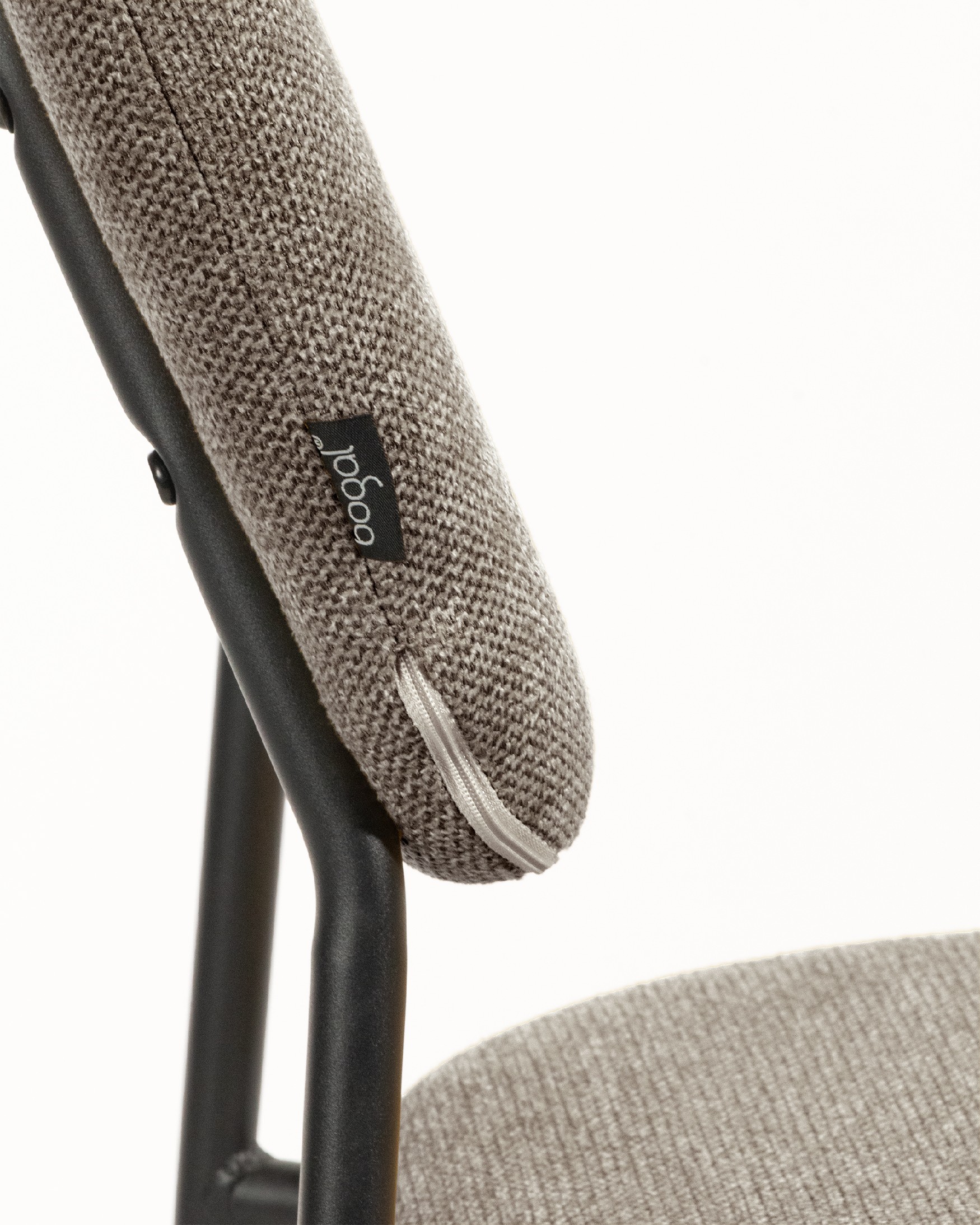 Kobe chair with brown upholstery and black metal legs