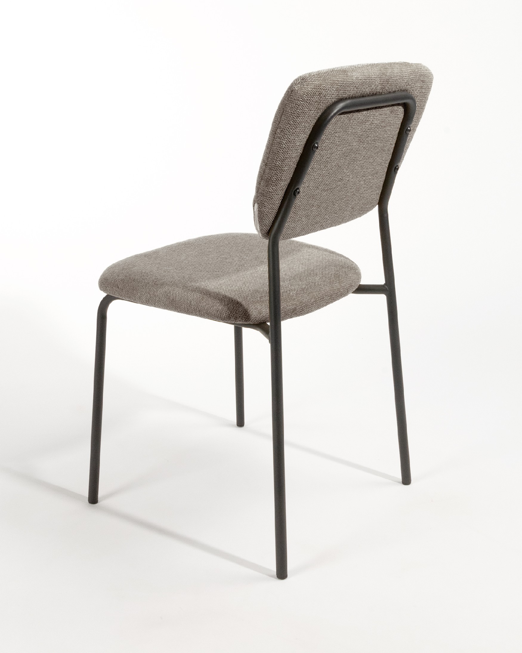 Kobe chair with brown upholstery and black metal legs