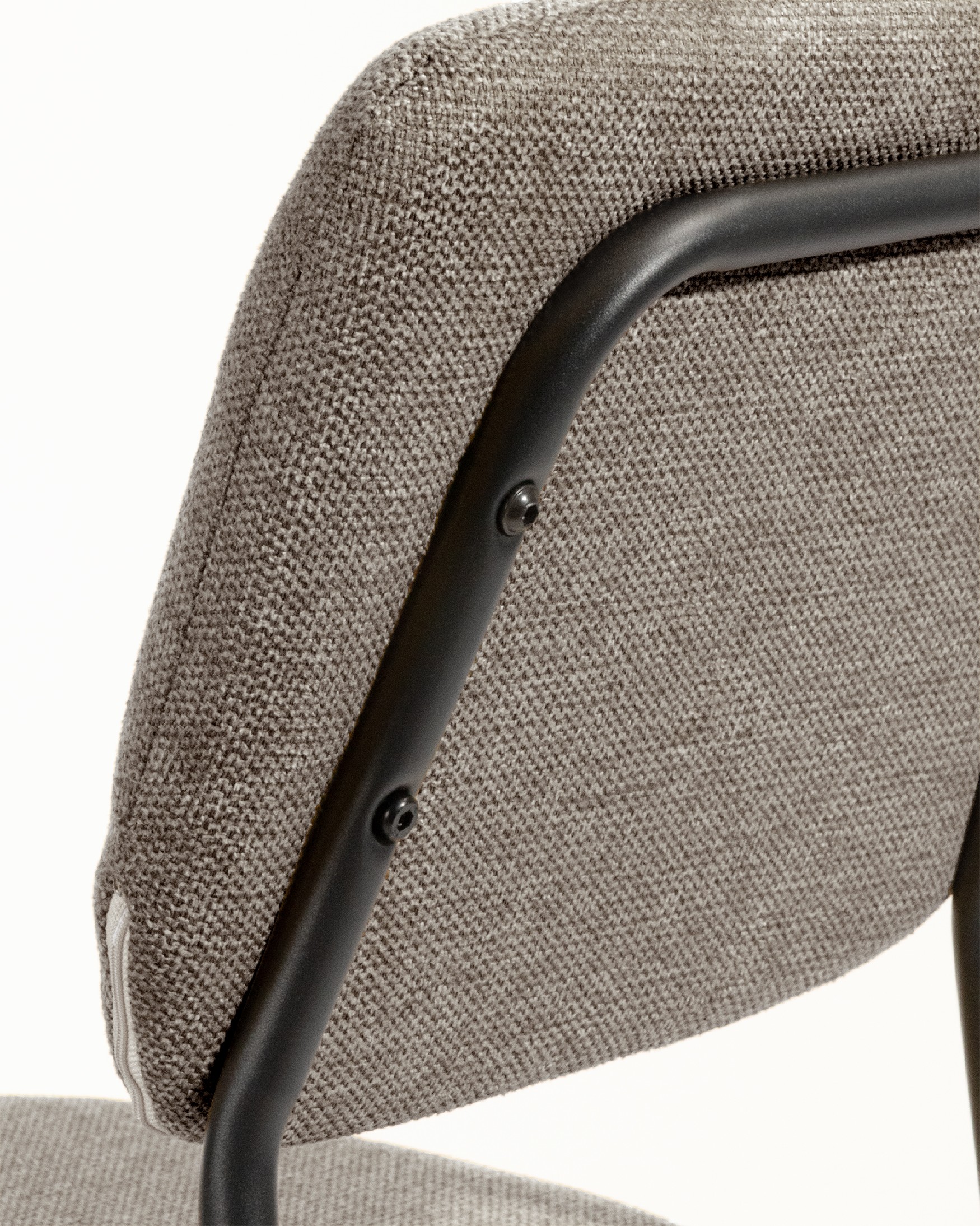 Kobe chair with brown upholstery and black metal legs