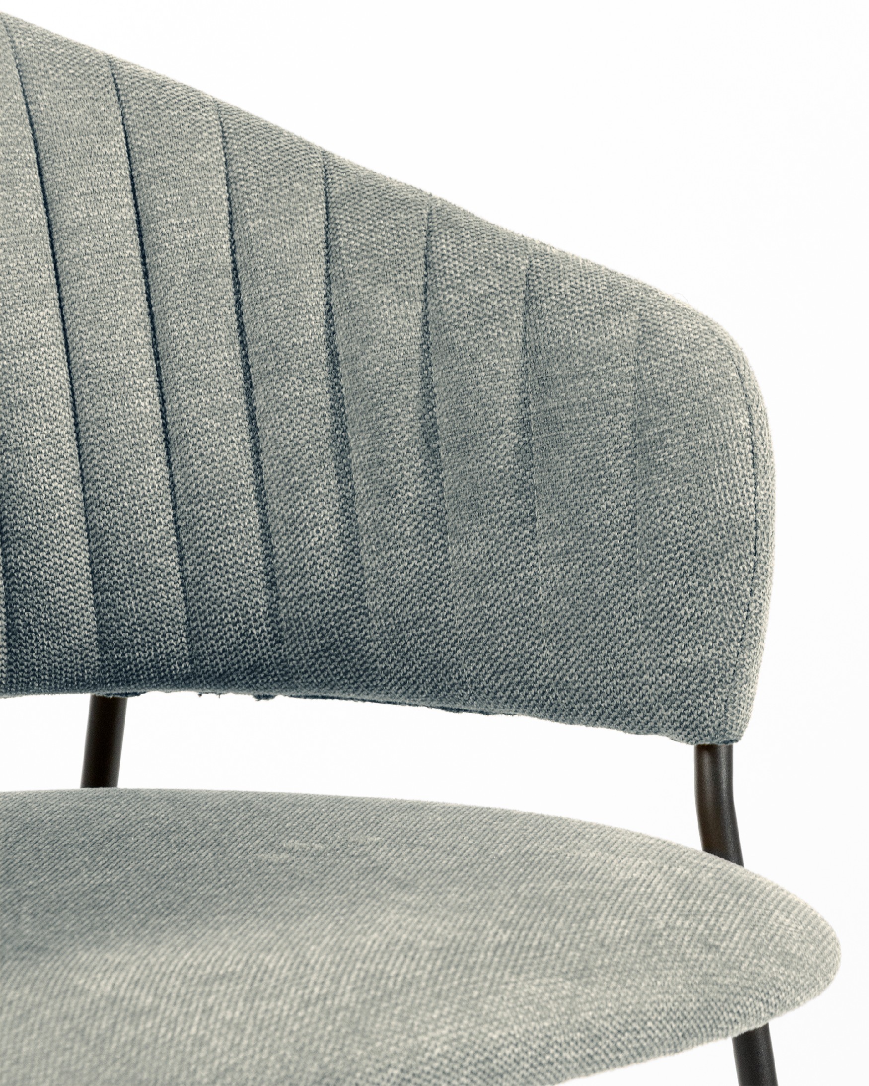 Silla Kyoto con tapizado gris y patas metálicas negras