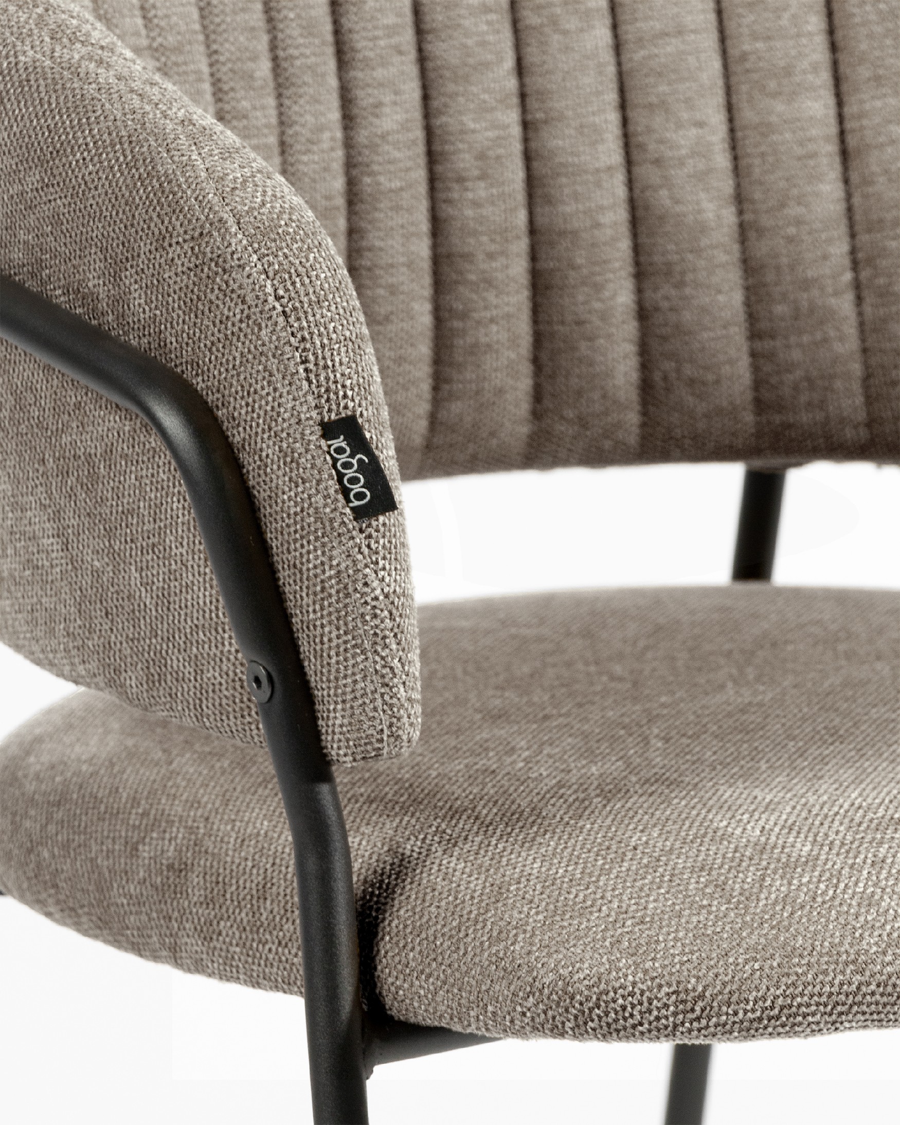 Kyoto chair with brown upholstery and black metal legs