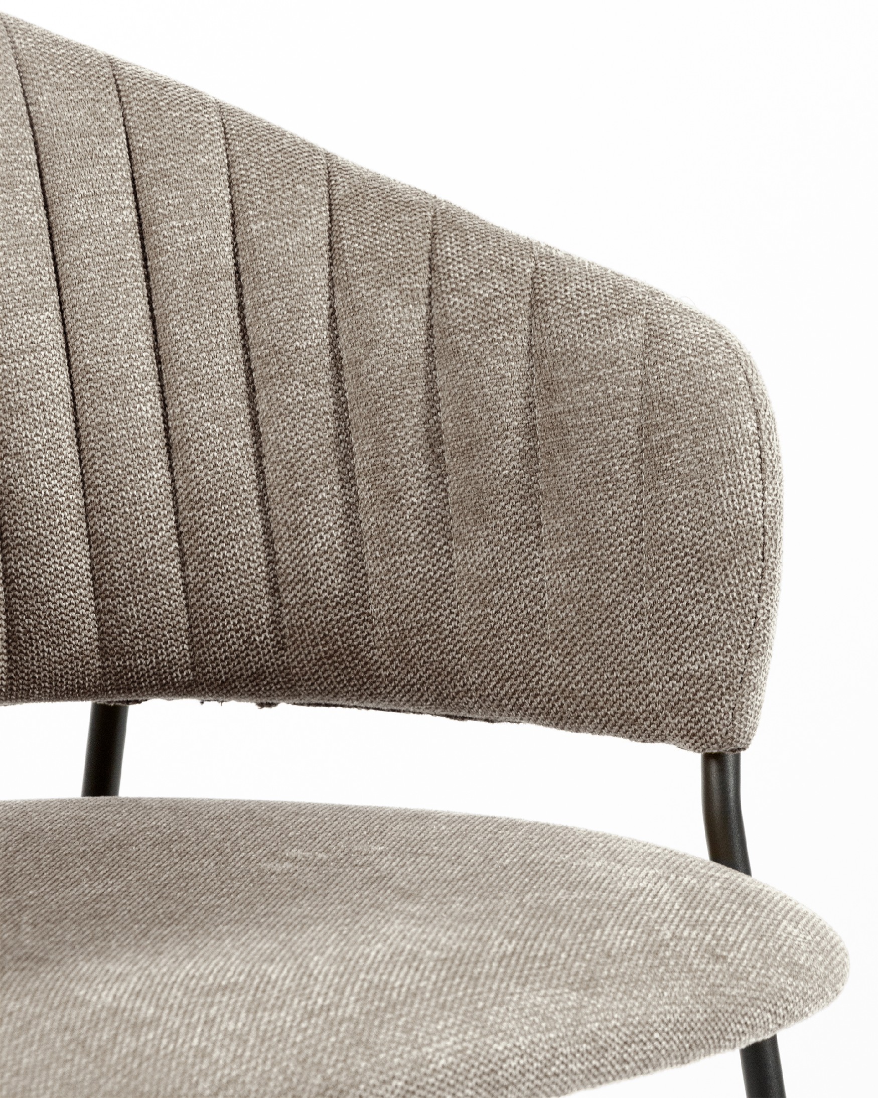 Kyoto chair with brown upholstery and black metal legs