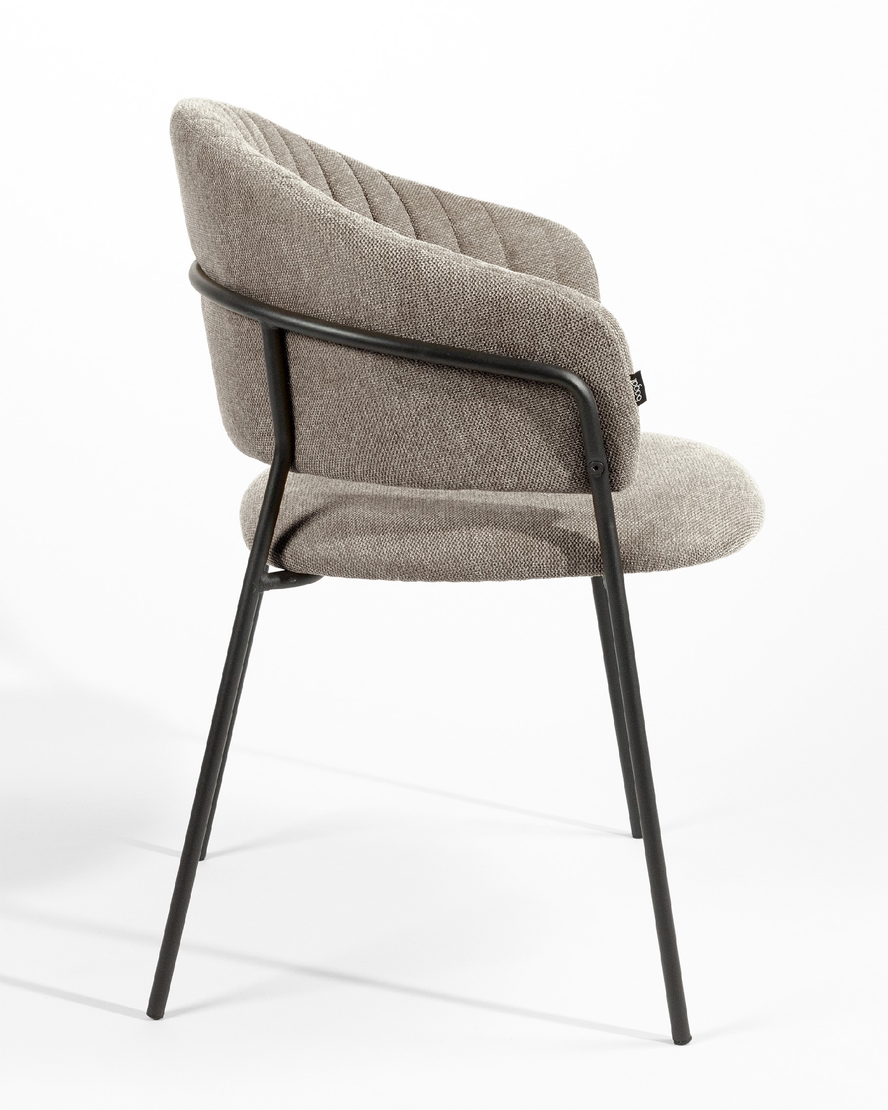 Kyoto chair with brown upholstery and black metal legs