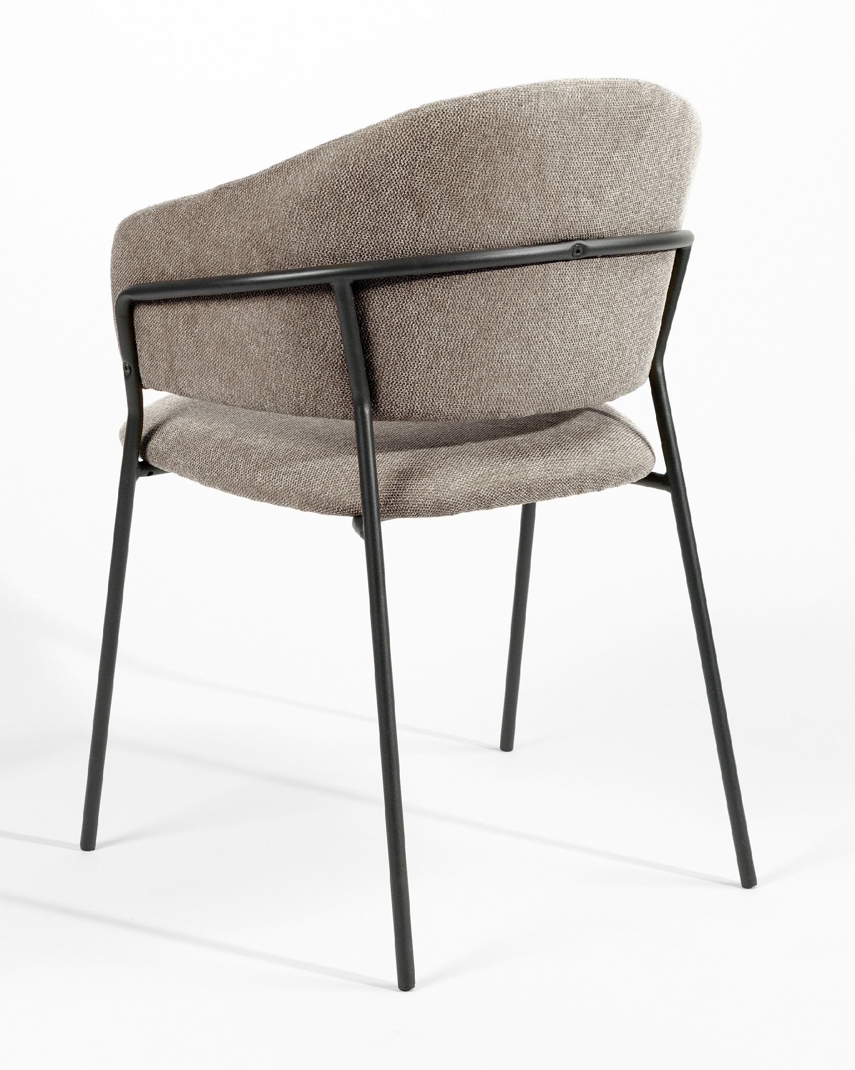 Kyoto chair with brown upholstery and black metal legs