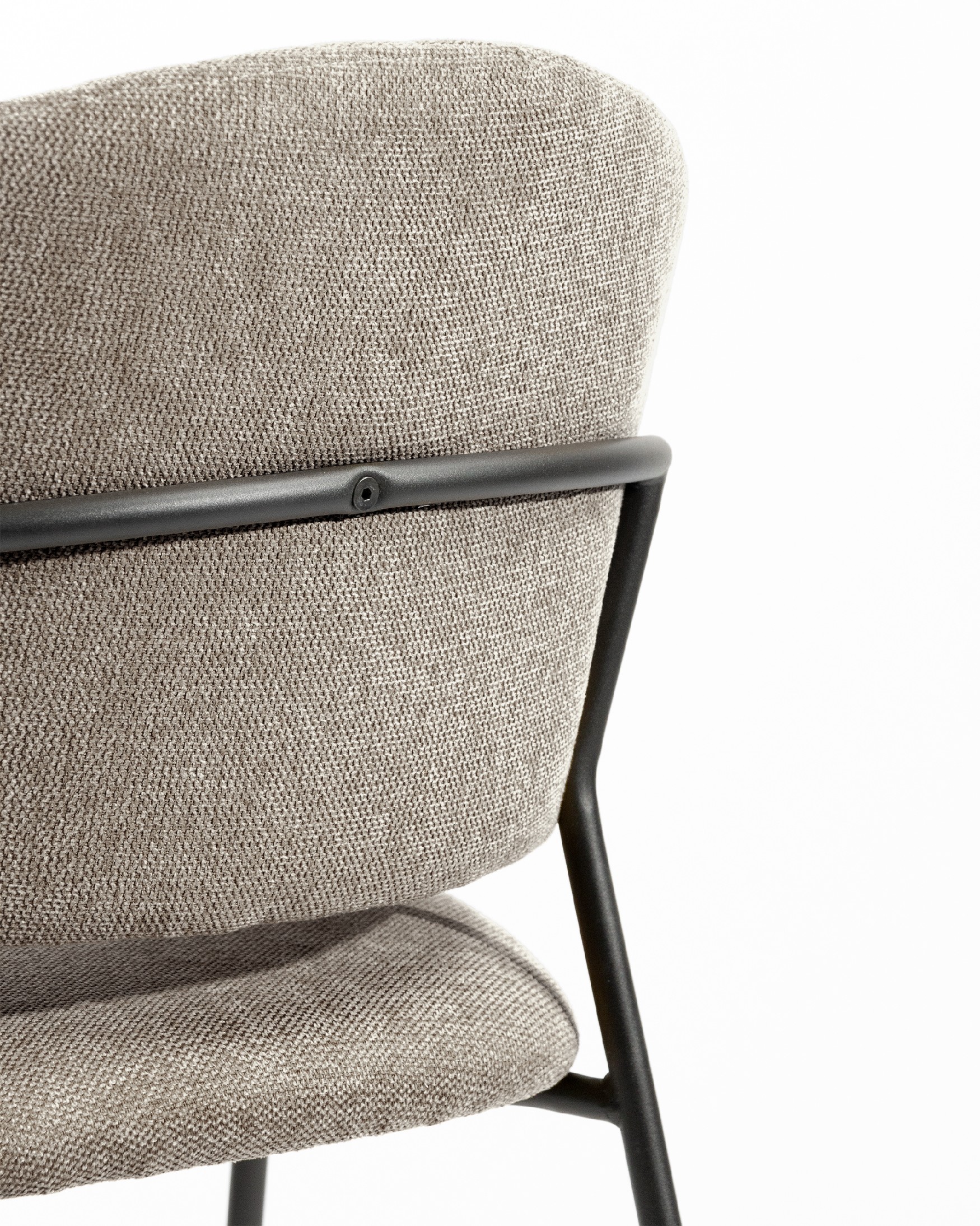 Kyoto chair with brown upholstery and black metal legs