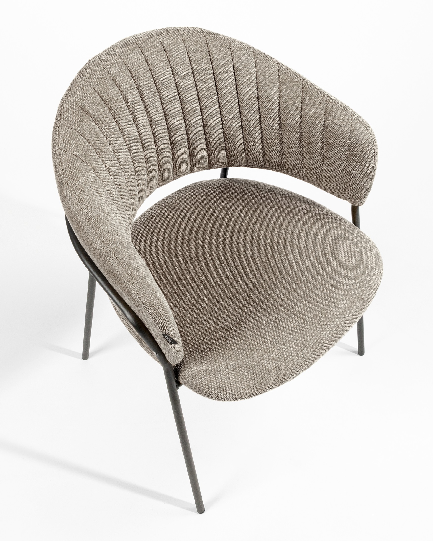 Kyoto chair with brown upholstery and black metal legs