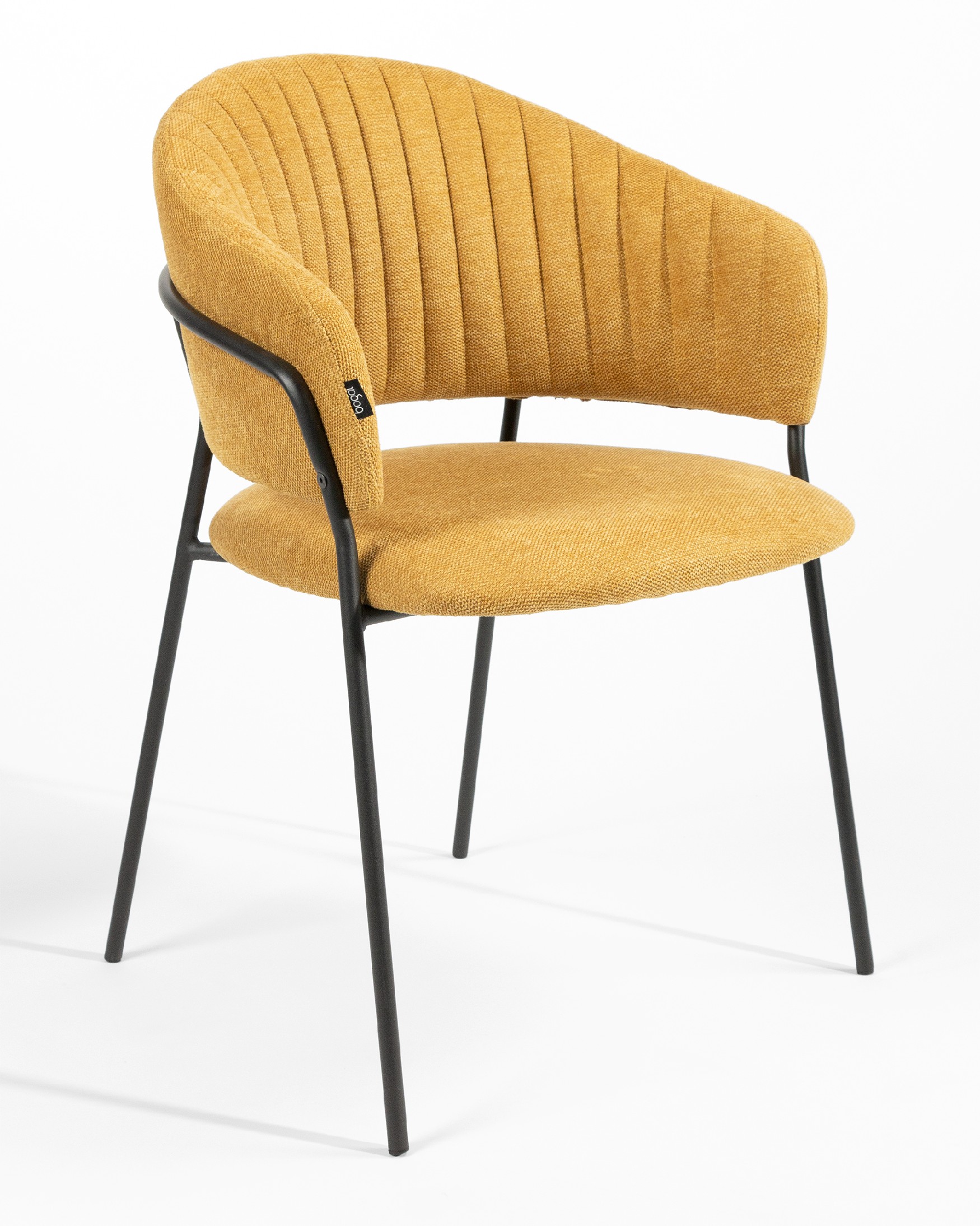 Kyoto chair with mustard upholstery and black metal legs