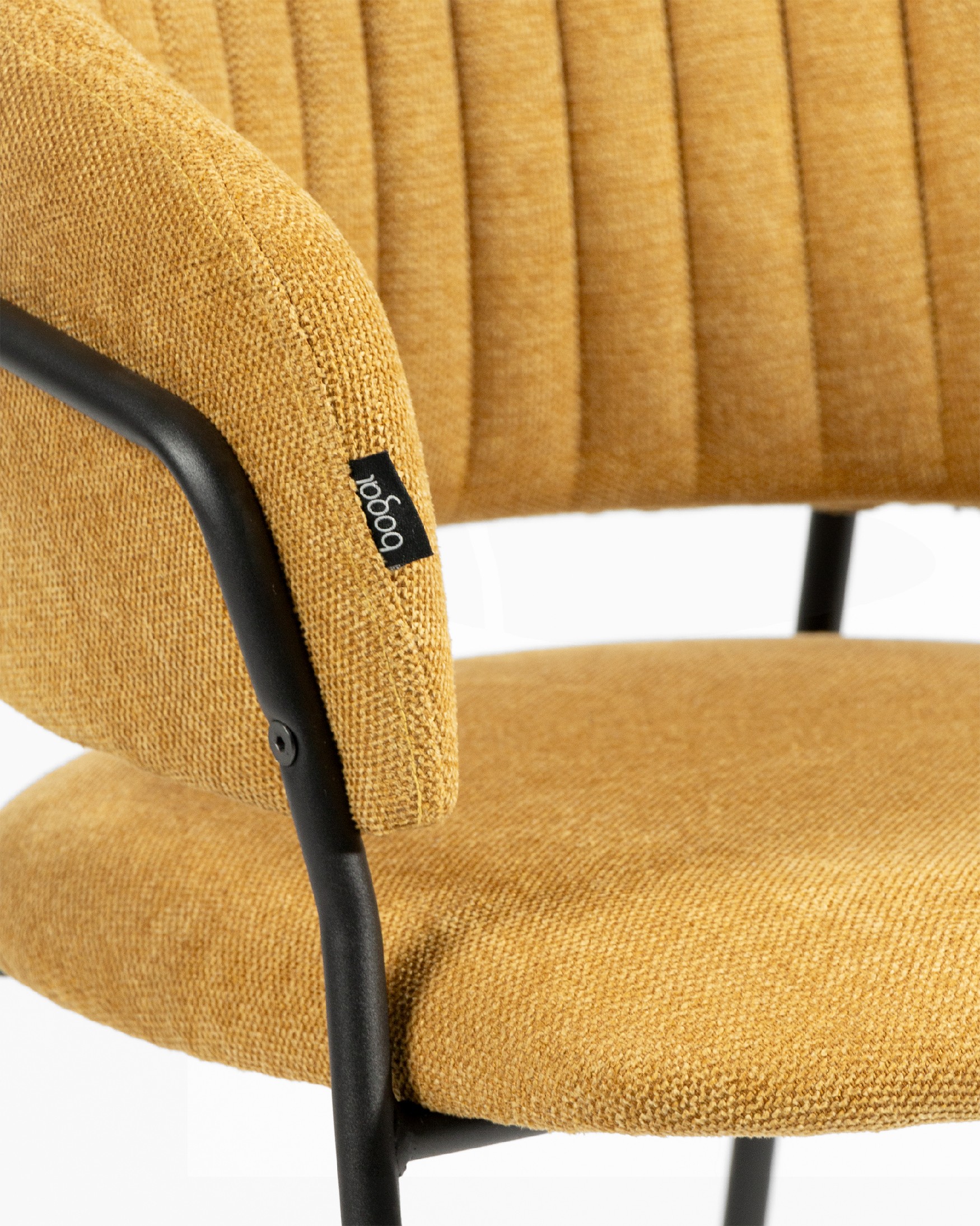 Kyoto chair with mustard upholstery and black metal legs