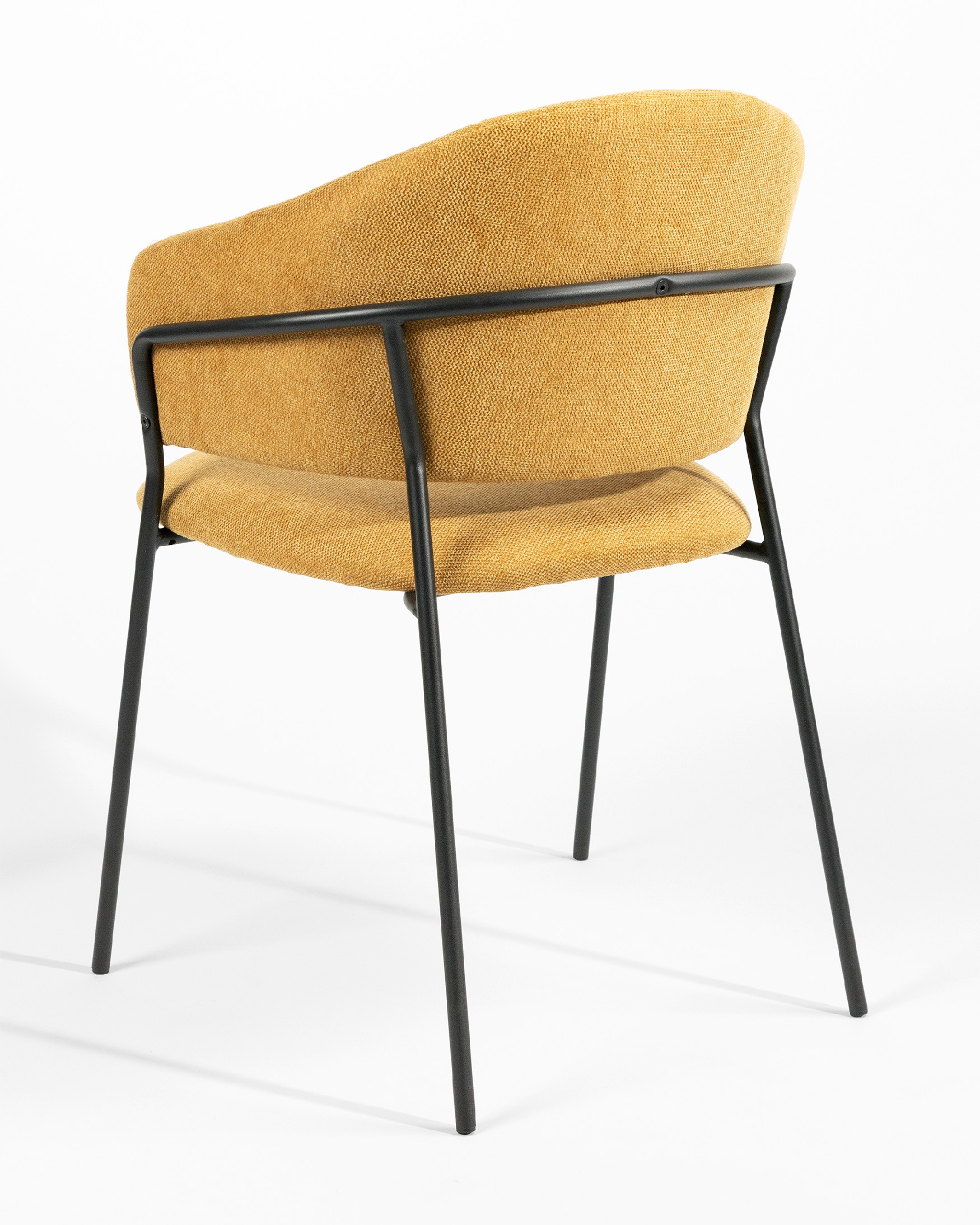 Kyoto chair with mustard upholstery and black metal legs