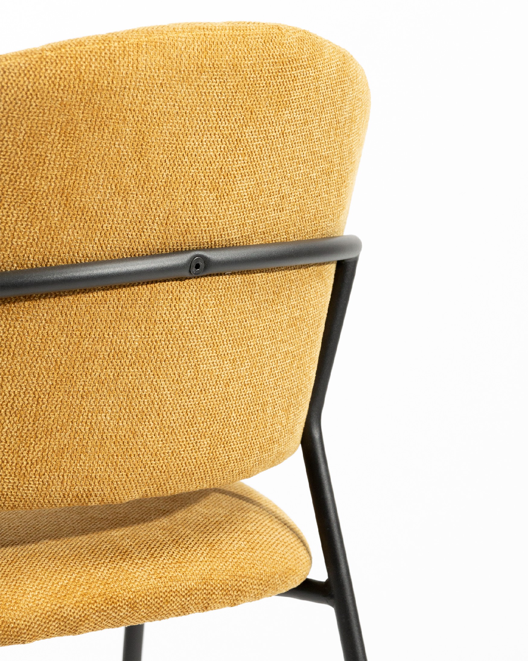 Kyoto chair with mustard upholstery and black metal legs
