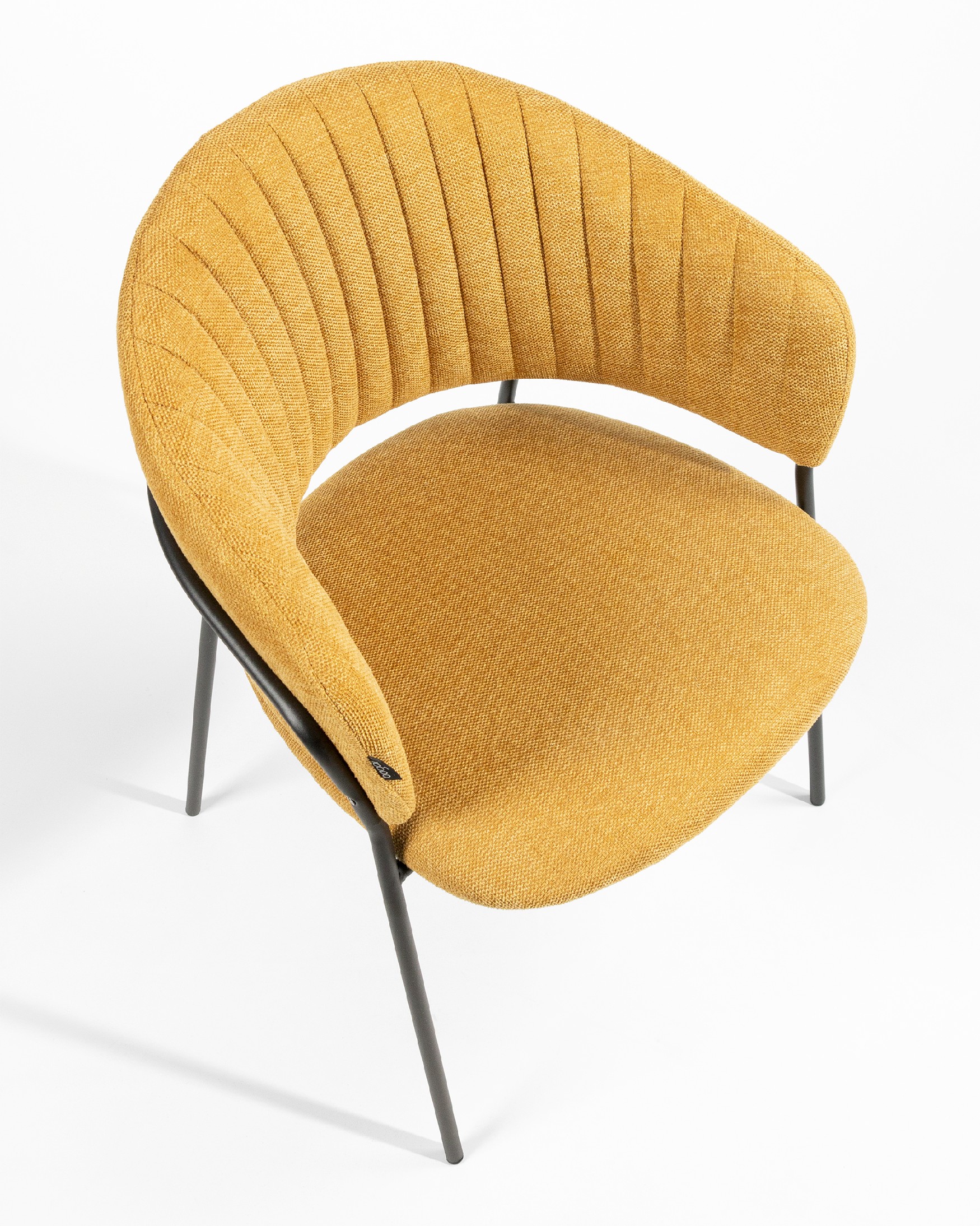 Kyoto chair with mustard upholstery and black metal legs