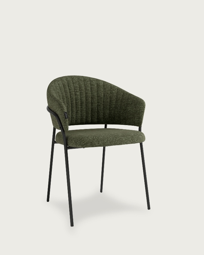 Kyoto chair with green upholstery and black metal legs