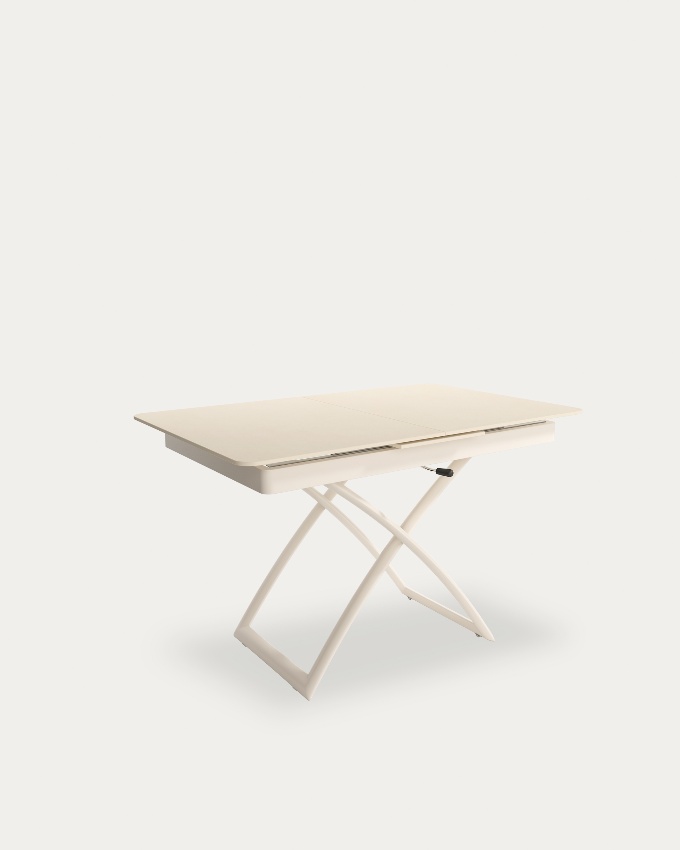 Table extensible convertible et élévable Lena avec plateau sable et ...