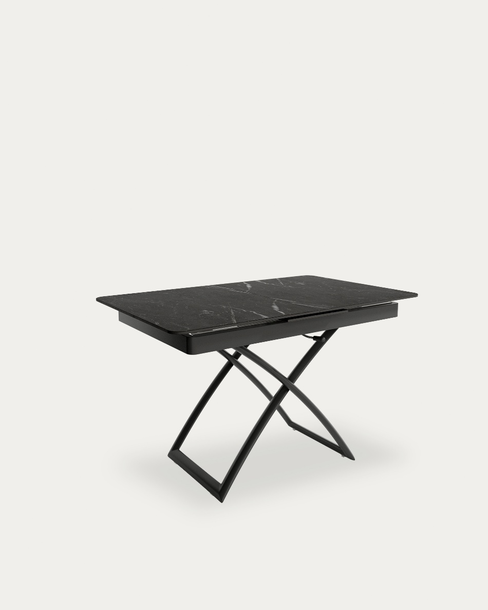 Table extensible convertible et élévable Lena avec plateau marquina et ...