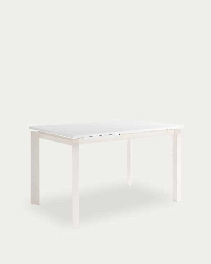 Liguria table extensible with melamine finish extra white and ivory metal structure 140-190 x 90 cm