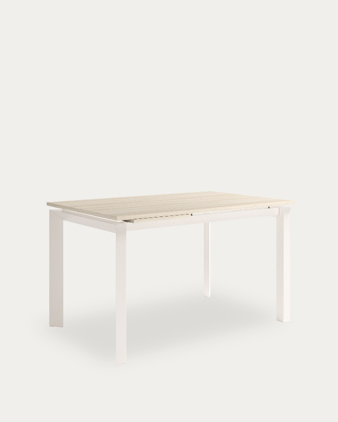 Liguria table extensible with melamine finish elm and ivory metal structure 140-190 x 90 cm