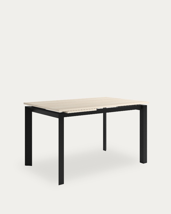 Table Liguria extensible avec finition mélamine orme et structure métallique noire 140-190 x 90 cm