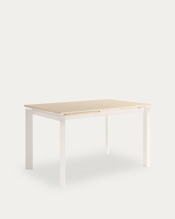 Table Liguria extensible avec finition en mélamine alpin et structure métallique ivoire 160-210 x 90 cm