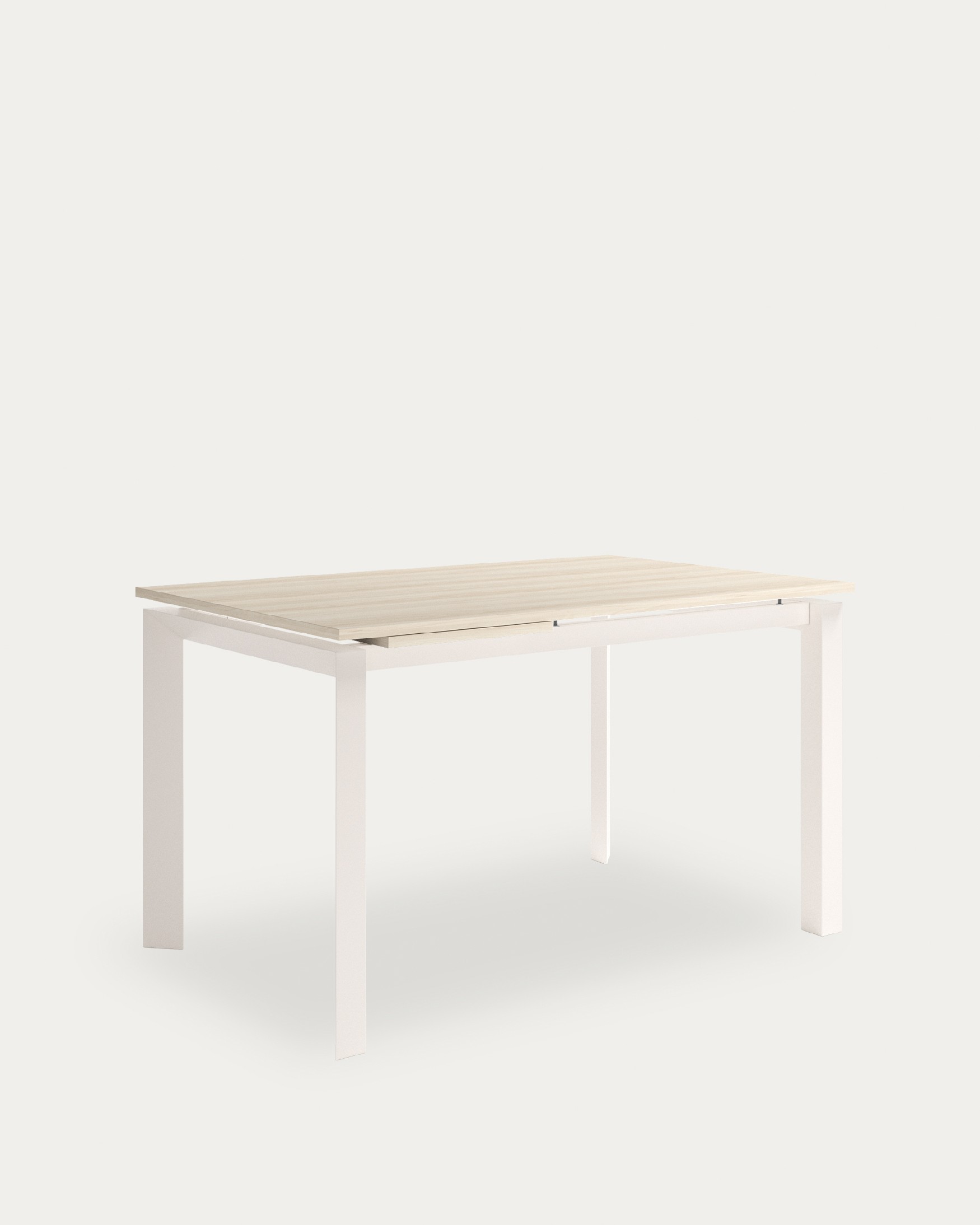 Mesa Liguria extensible con acabado de melamina olmo y estructura metálica marfil 160-210 x 90 cm