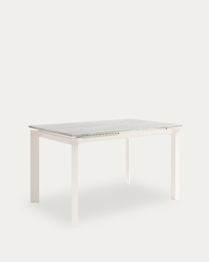 Table Liguria extensible avec finition en mélamine artic et structure métallique ivoire 180-230 x 90 cm