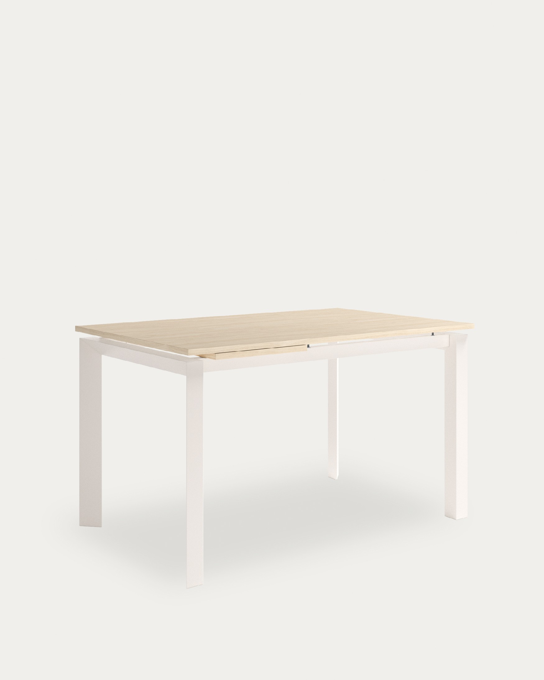 Liguria table extensible with alpin melamine finish and ivory metal structure 120-170 x 80 cm
