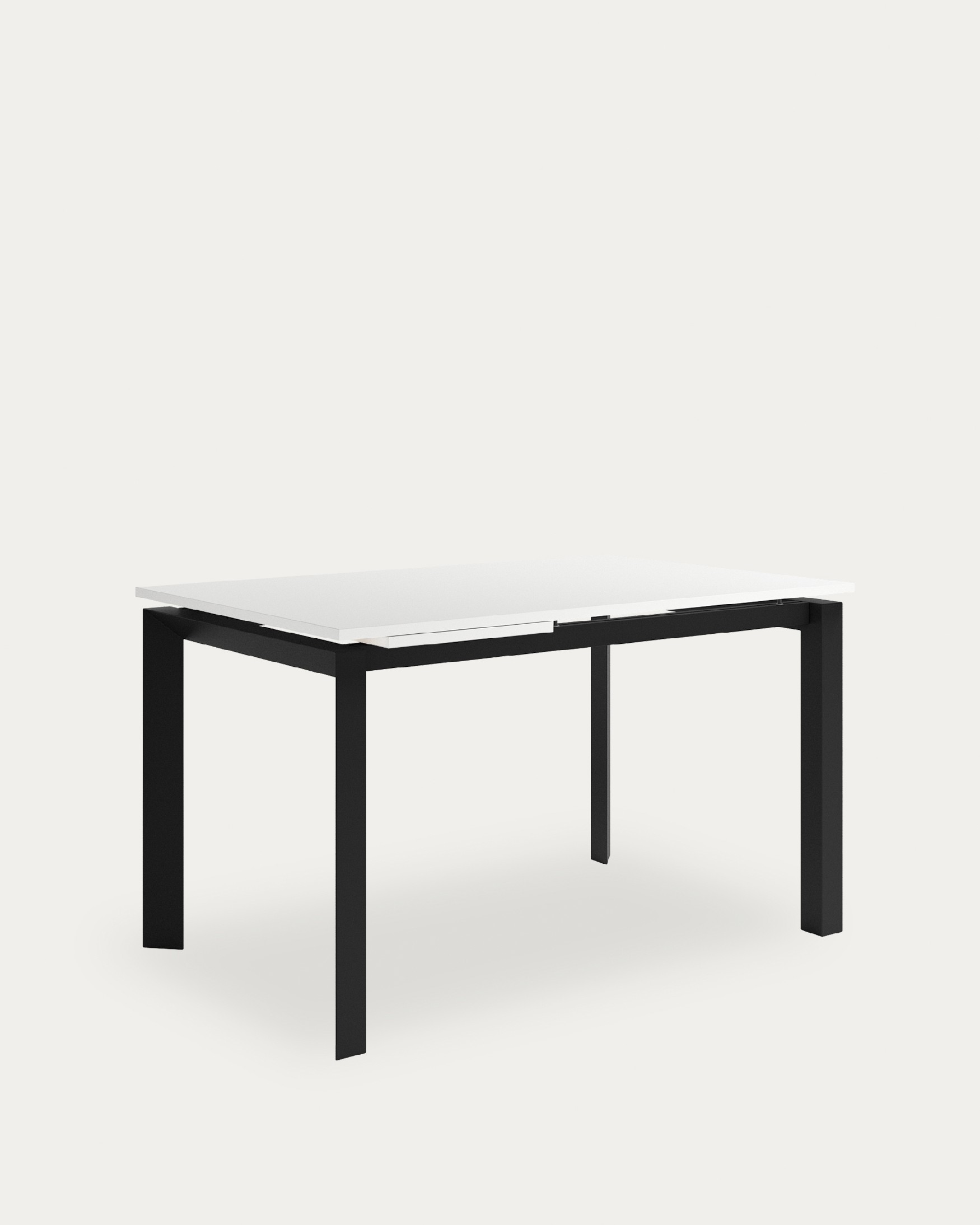 Liguria table extensible with extra white melamine finish and black metal structure 120-170 x 80 cm