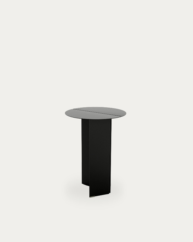 Round auxiliary table Linux in black lacquered metal Ø 35 cm