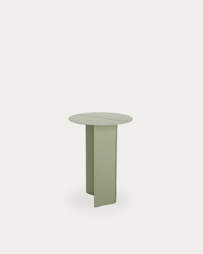 Round auxiliary table Linux in lacquered khaki metal Ø 35 cm