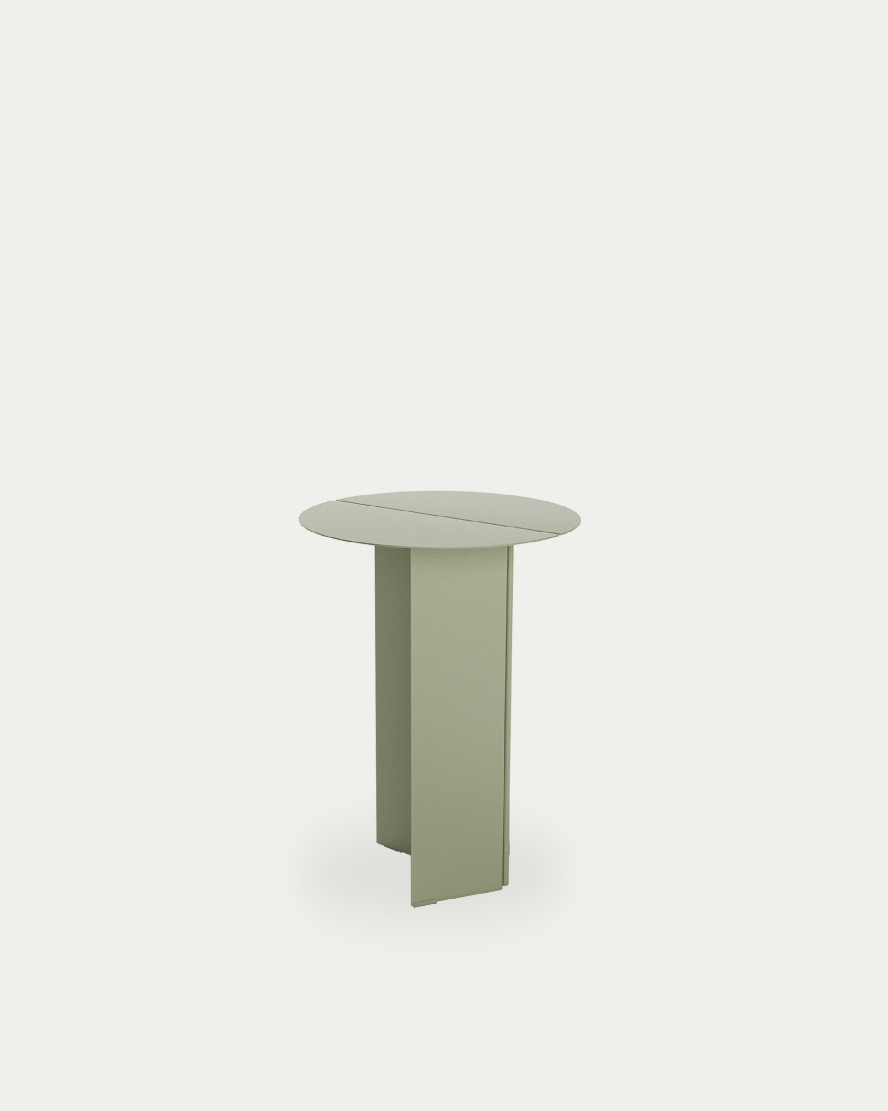 Round auxiliary table Linux in lacquered khaki metal Ø 35 cm