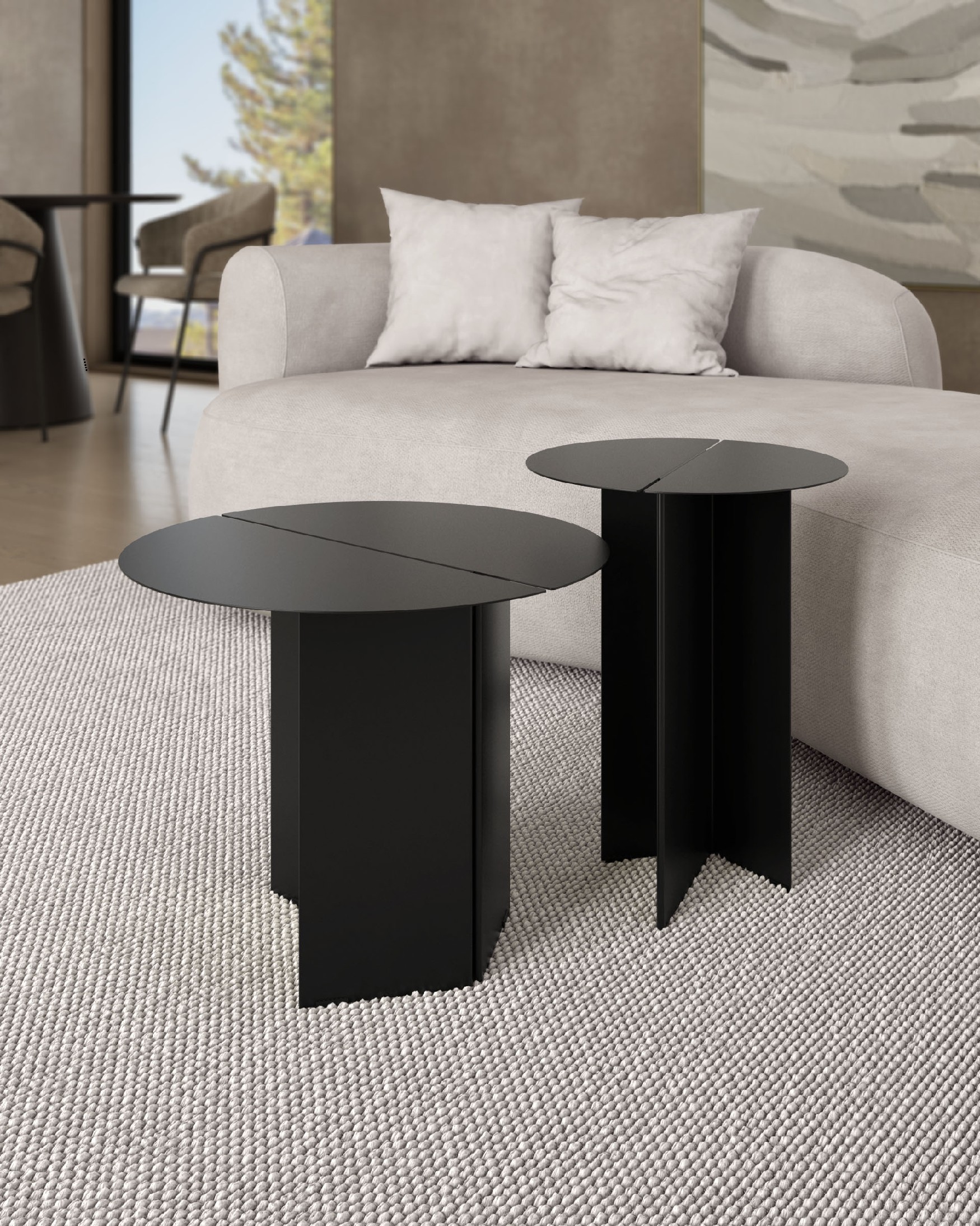 Mesa auxiliar redonda Linux de metal lacado negro Ø 35 cm