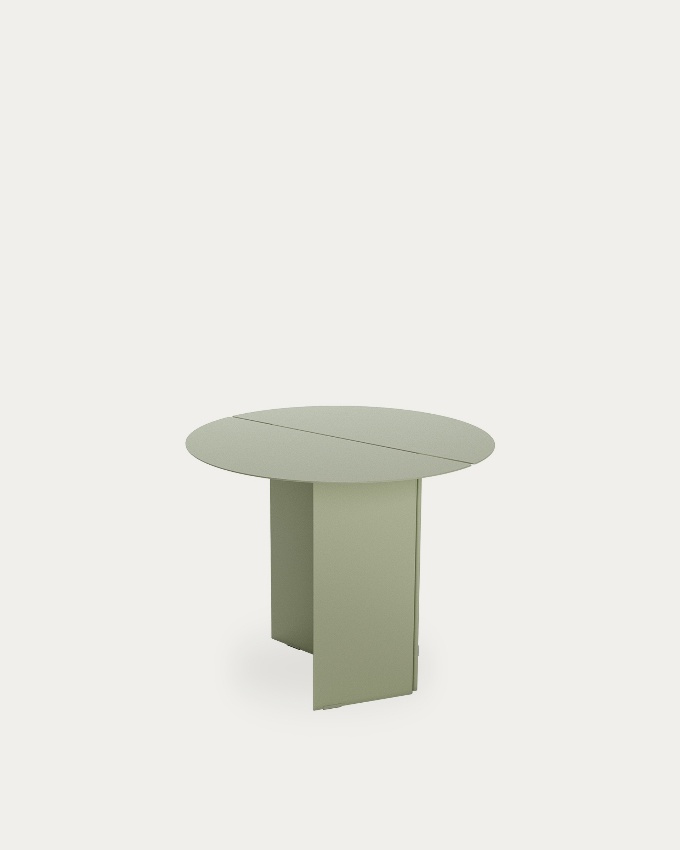 Round auxiliary table Linux made of lacquered khaki metal Ø 50 cm