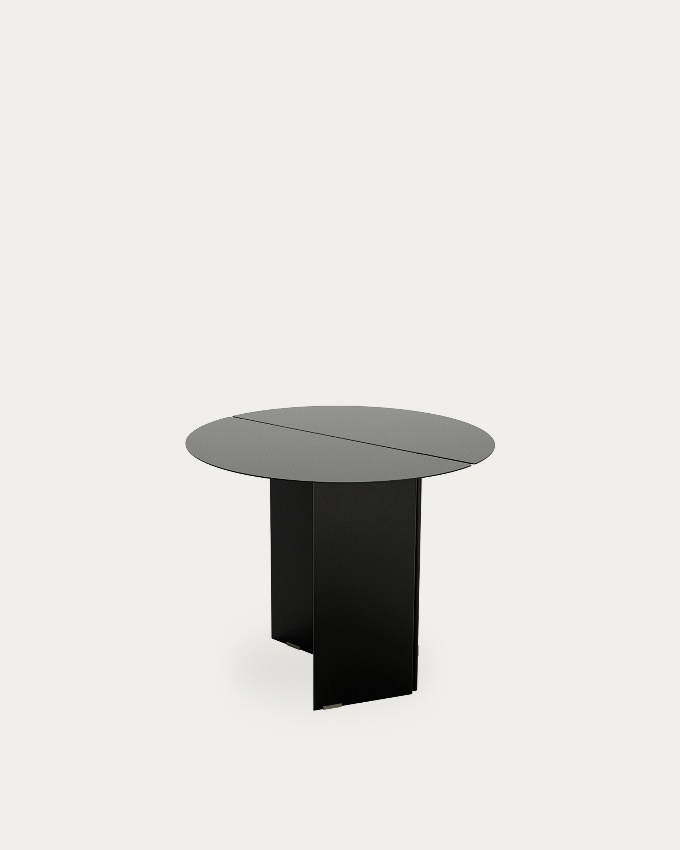 Round auxiliary table Linux in black lacquered metal Ø 50 cm