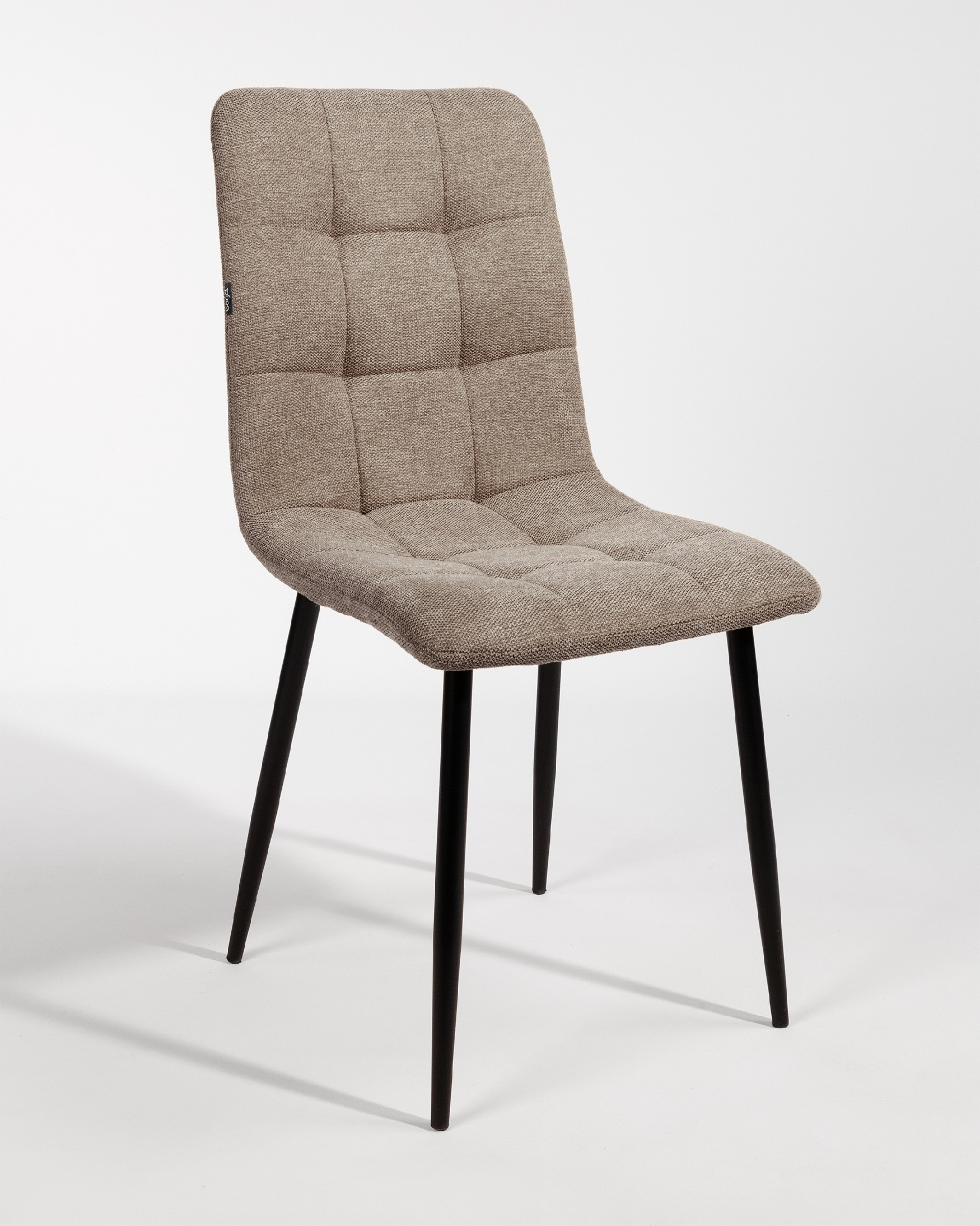 Lisbon chair with brown upholstery and black metal legs