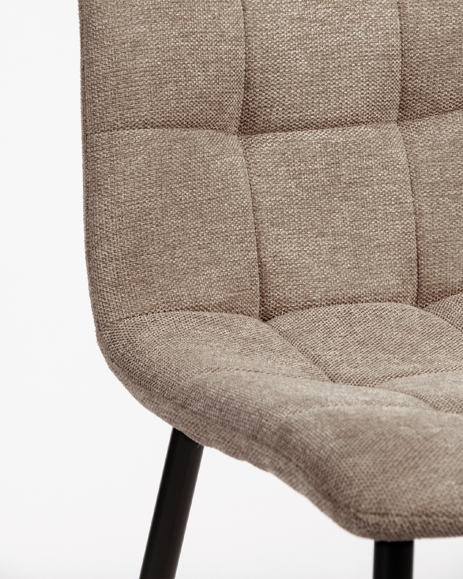 Lisbon chair with brown upholstery and black metal legs