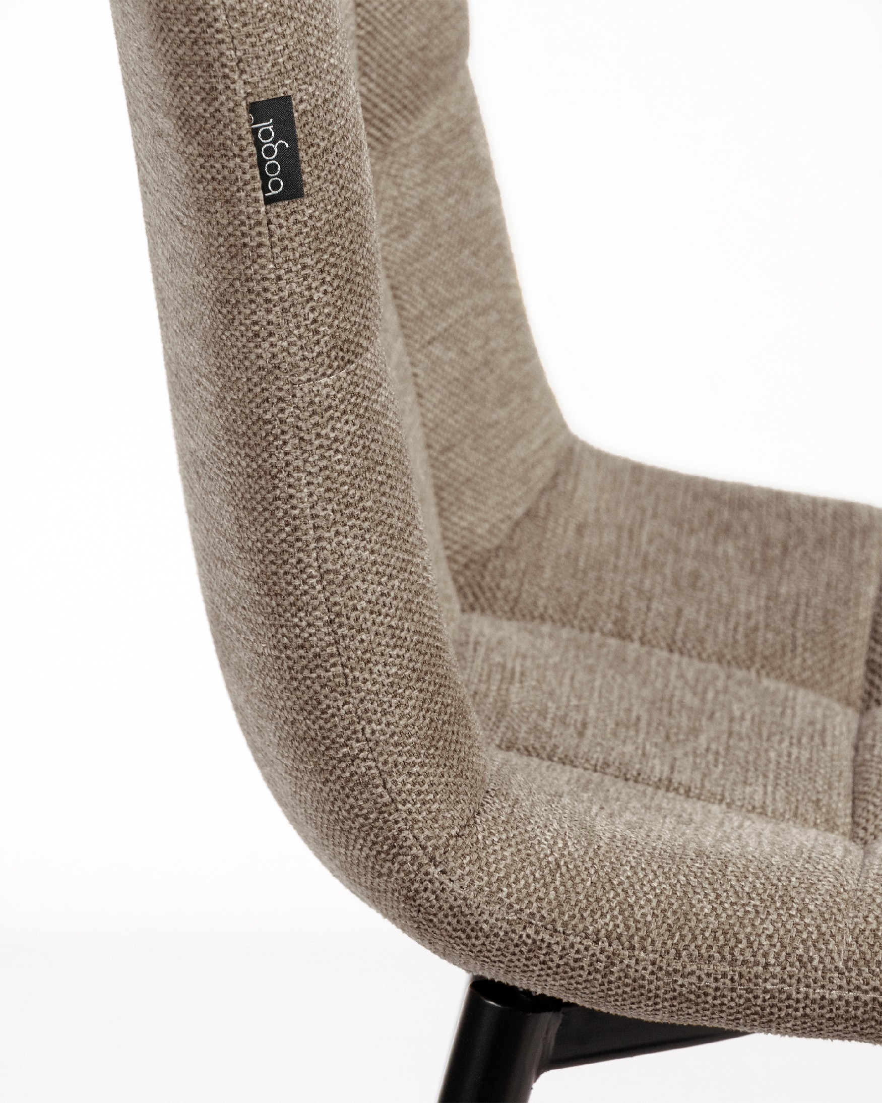 Lisbon chair with brown upholstery and black metal legs