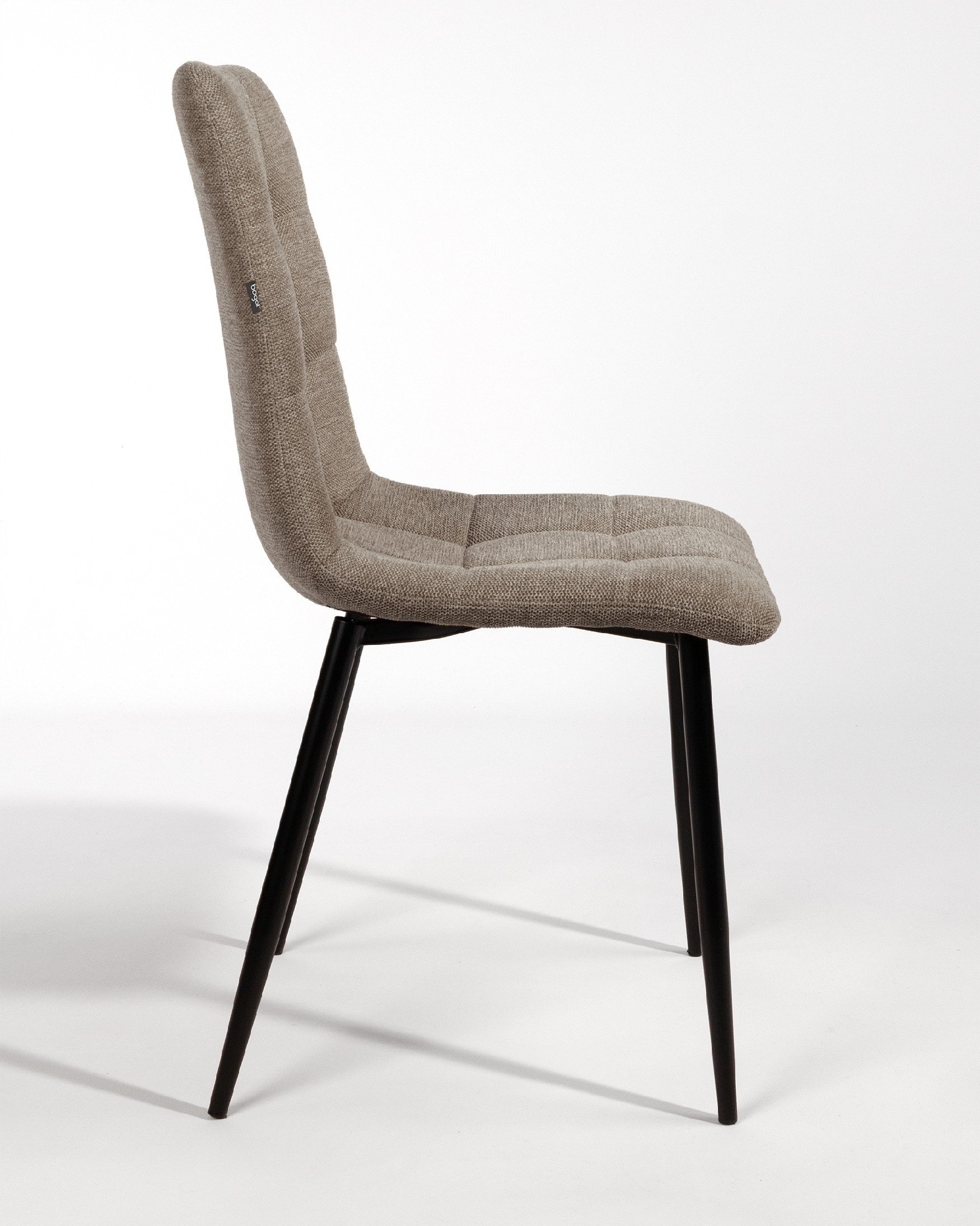 Lisbon chair with brown upholstery and black metal legs