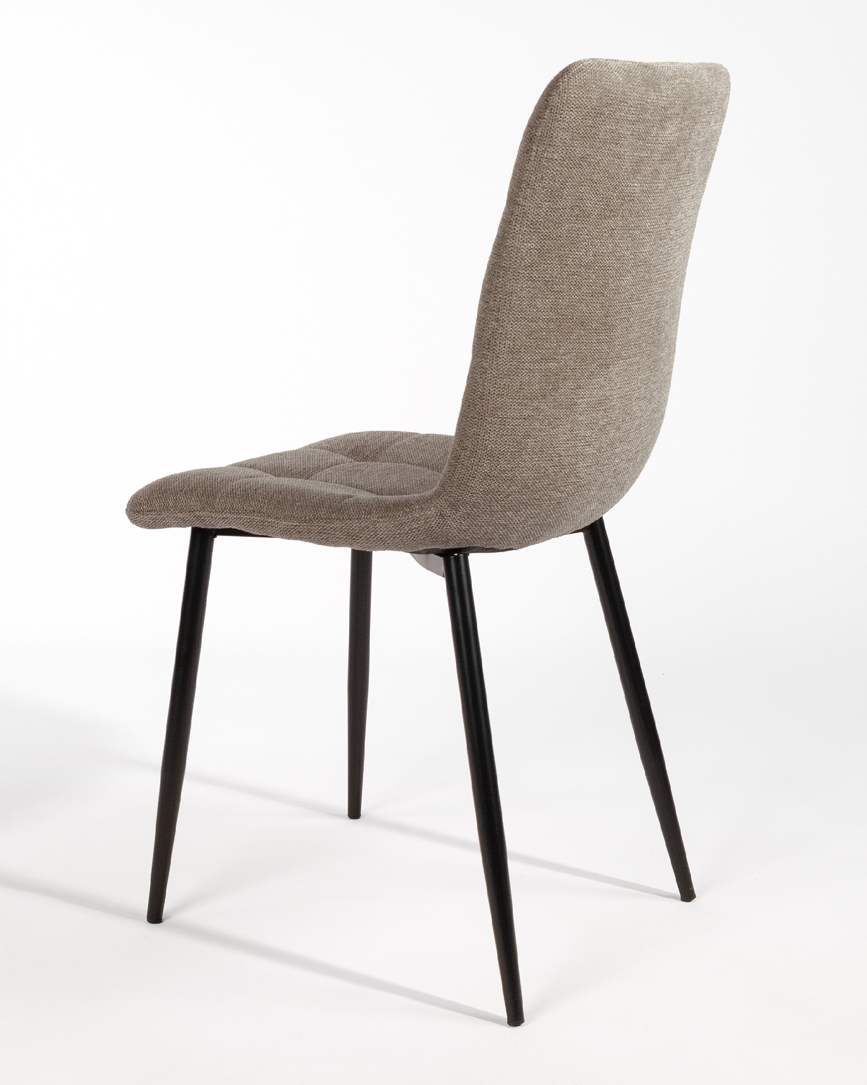 Lisbon chair with brown upholstery and black metal legs
