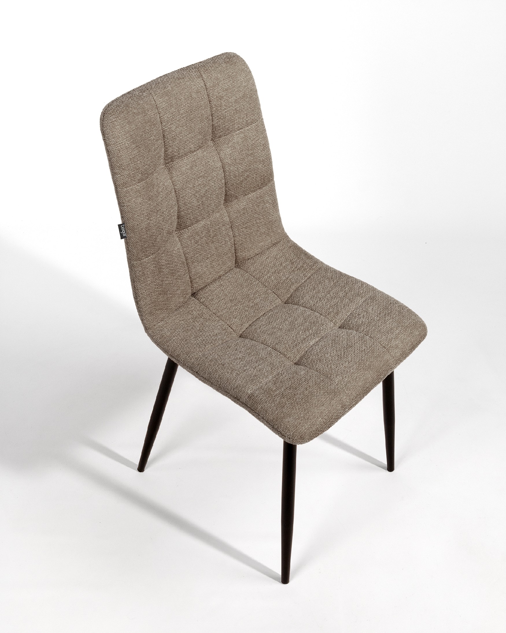 Lisbon chair with brown upholstery and black metal legs