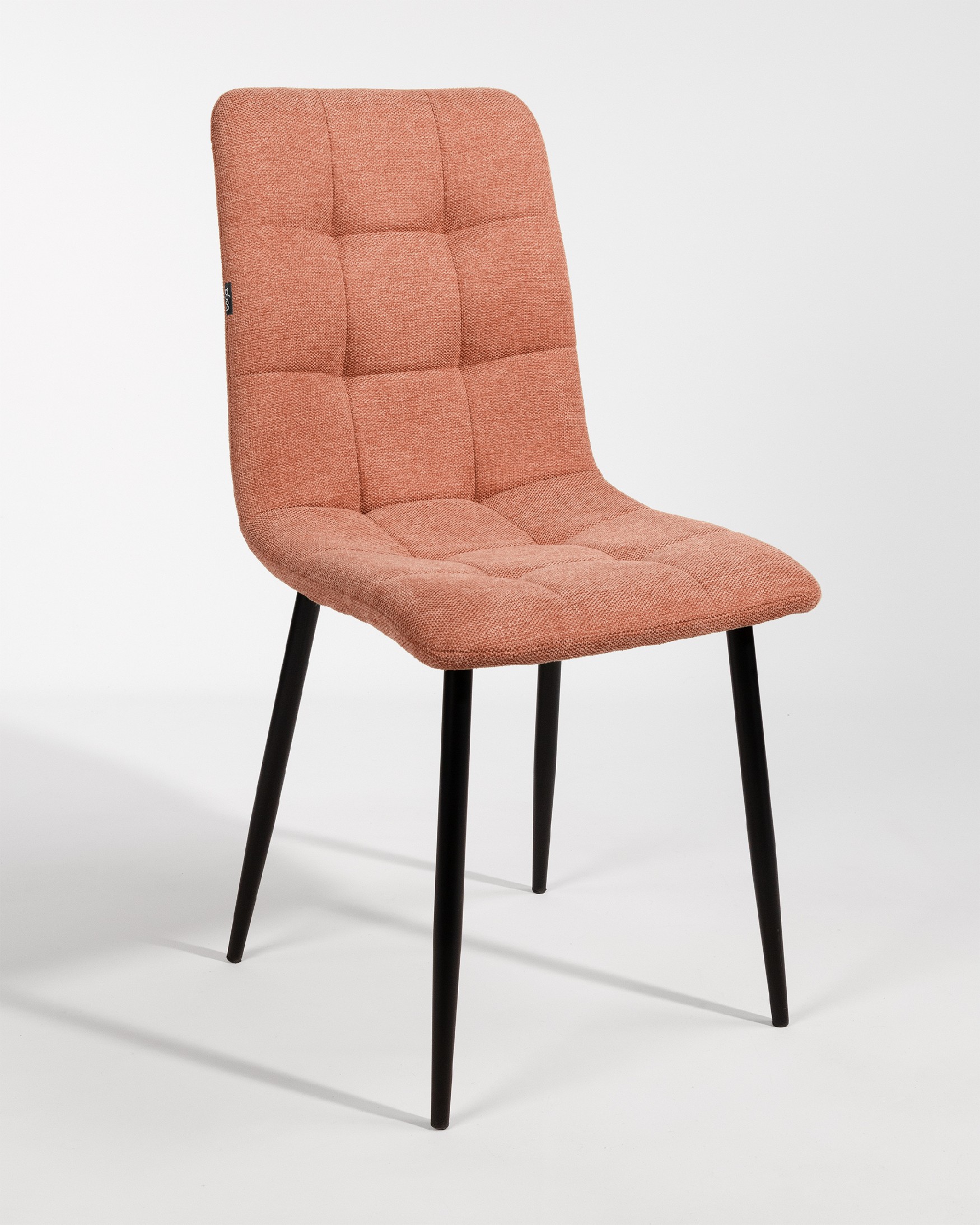 Lisbon chair with salmon upholstery and black metal legs