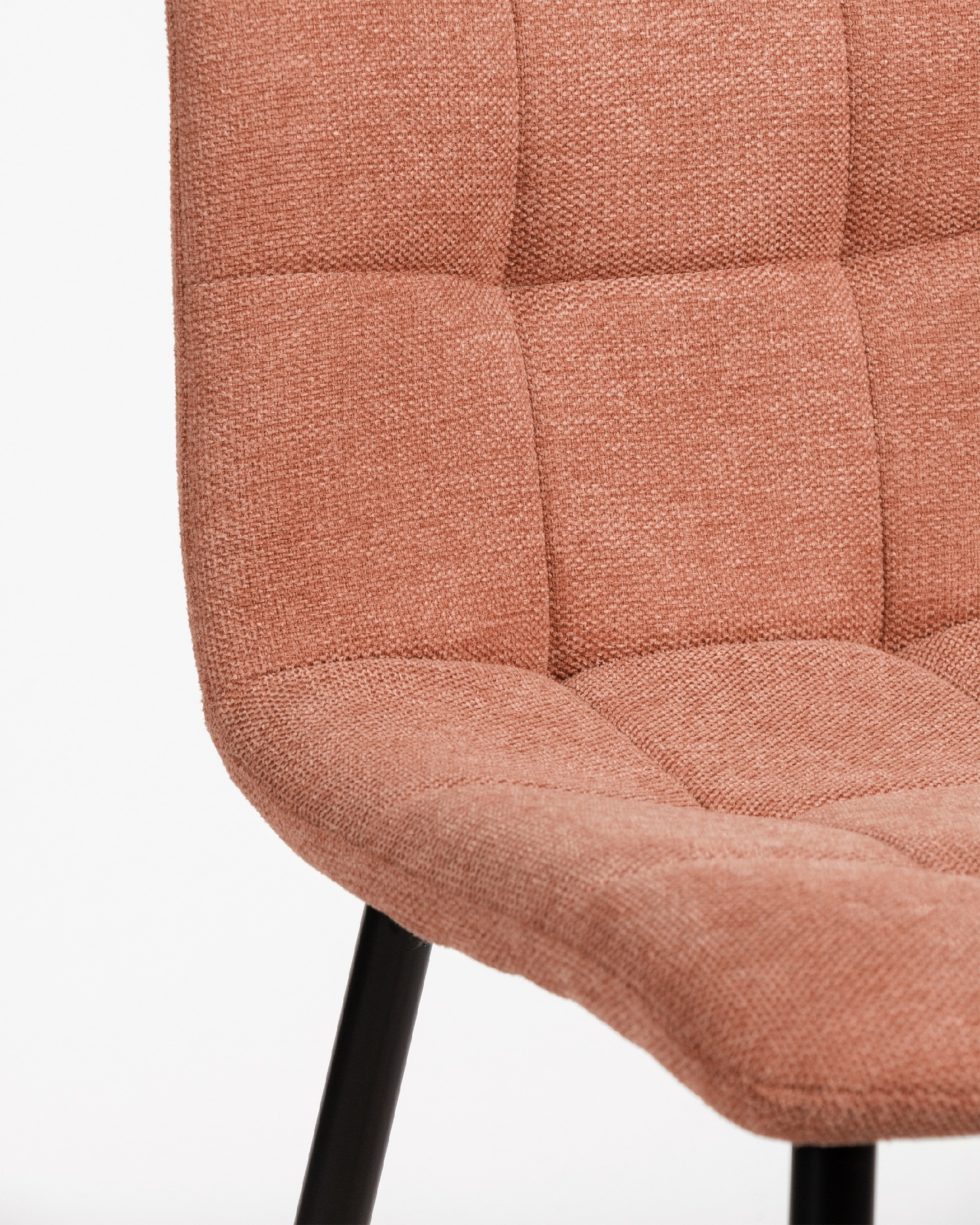 Lisbon chair with salmon upholstery and black metal legs