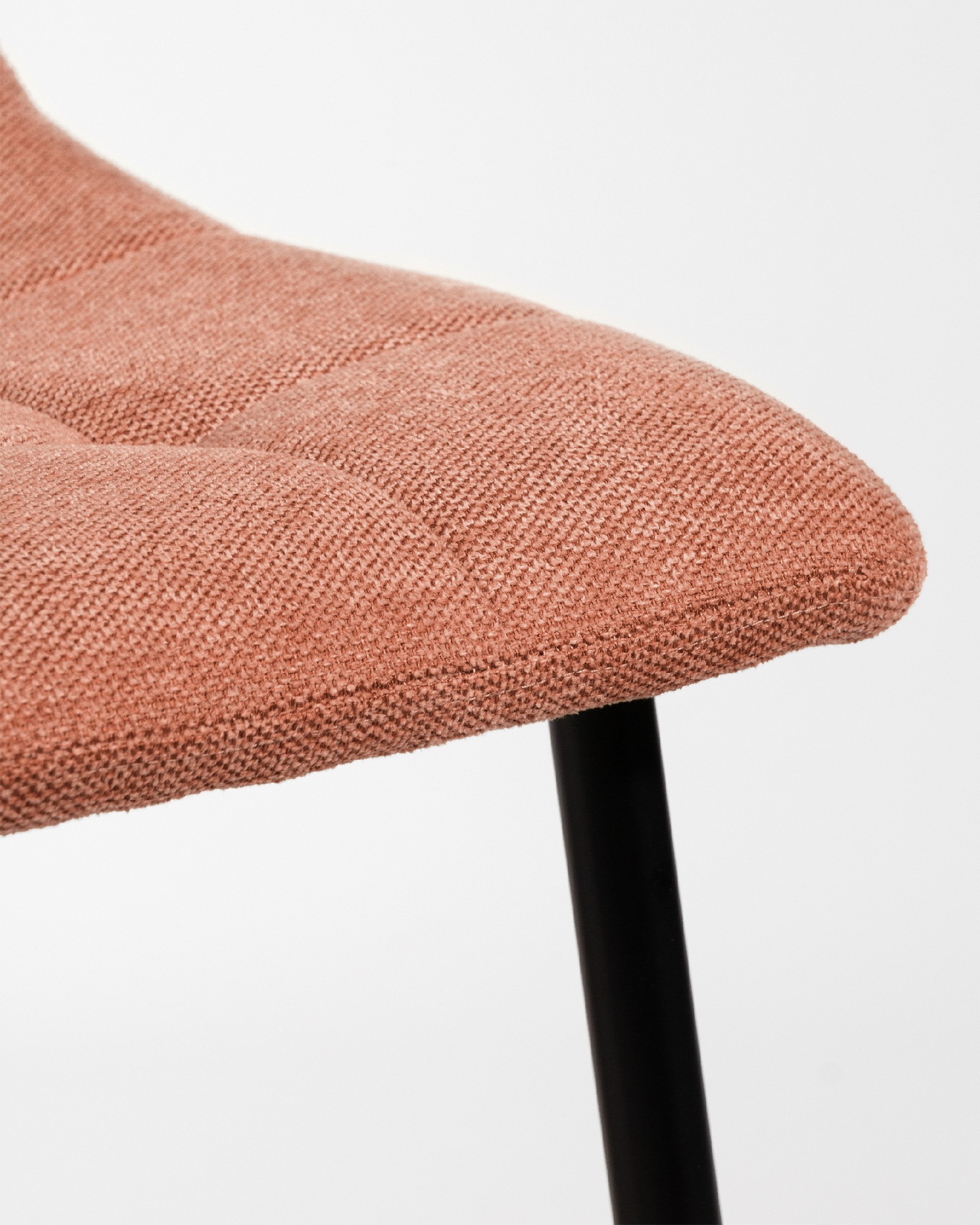 Lisbon chair with salmon upholstery and black metal legs