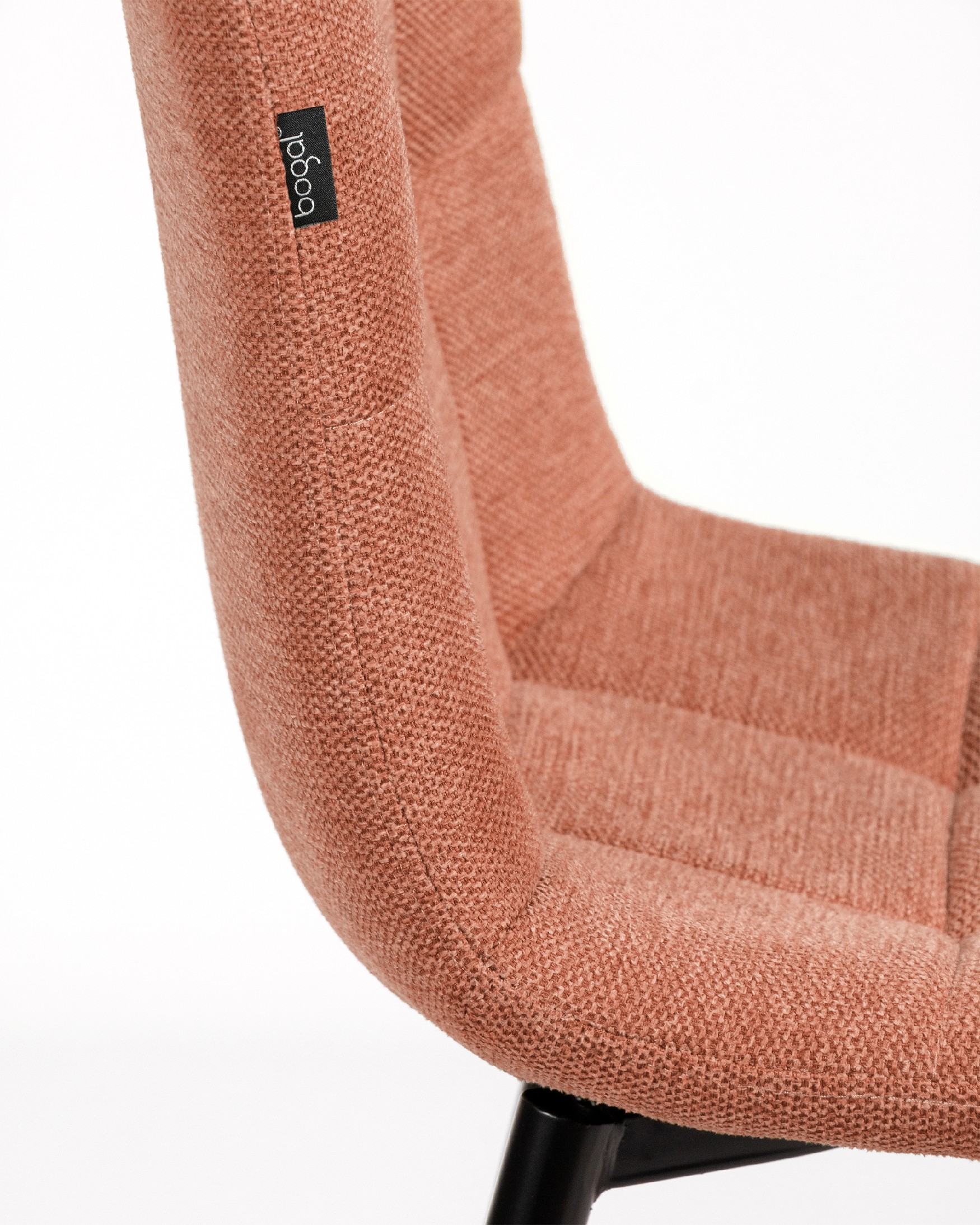 Lisbon chair with salmon upholstery and black metal legs