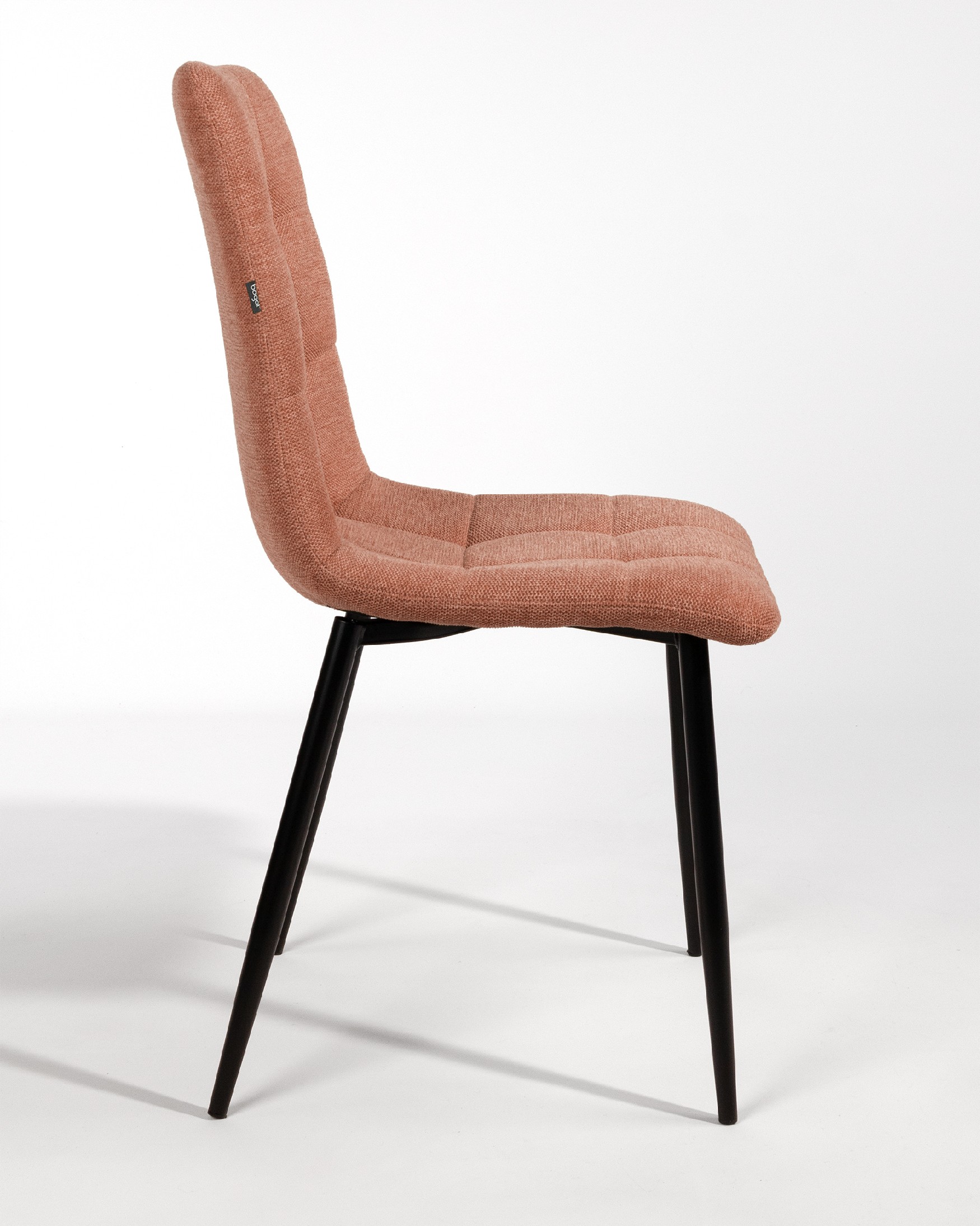 Lisbon chair with salmon upholstery and black metal legs